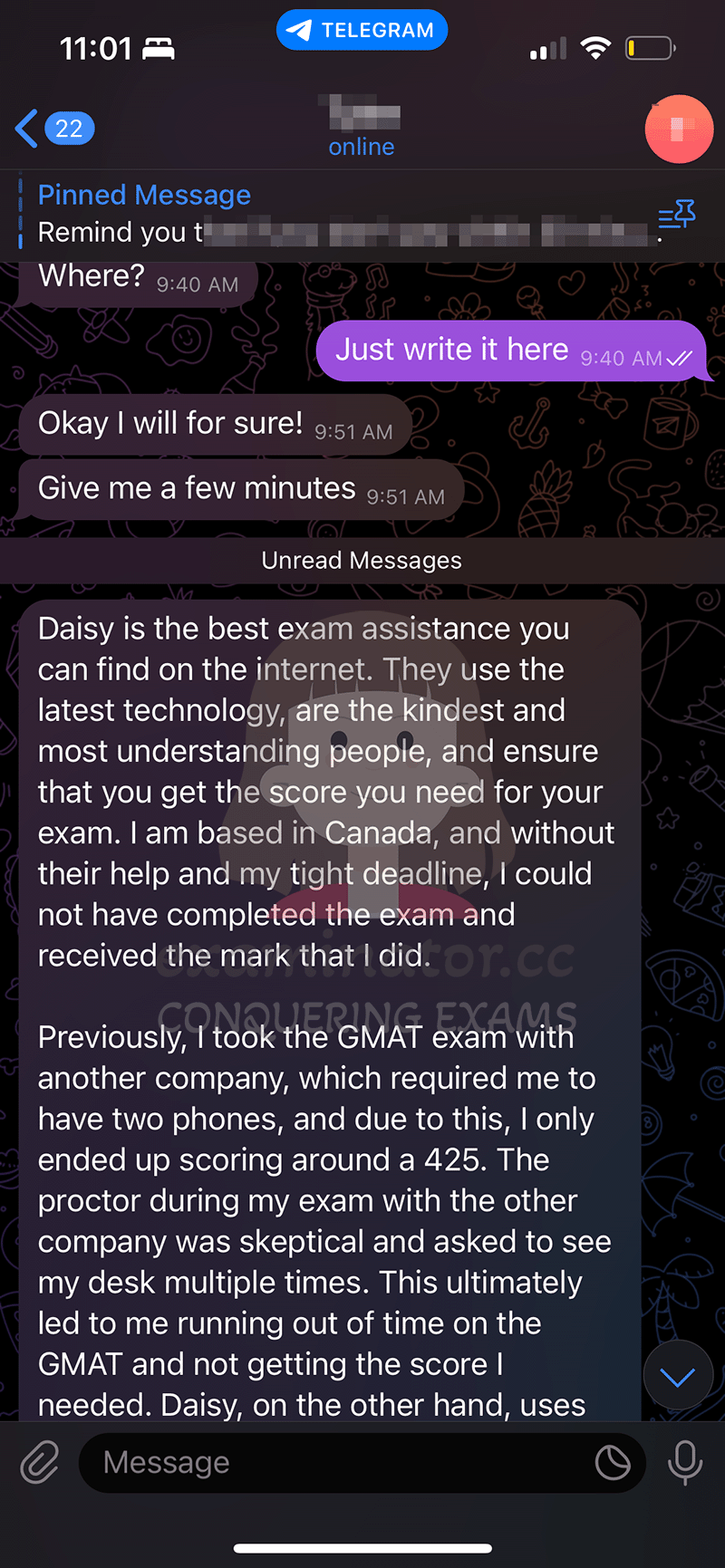 🇨🇦GMAT Cheating Customer Vouch: "Another company didn't deliver on the GMAT, but Jason did."
