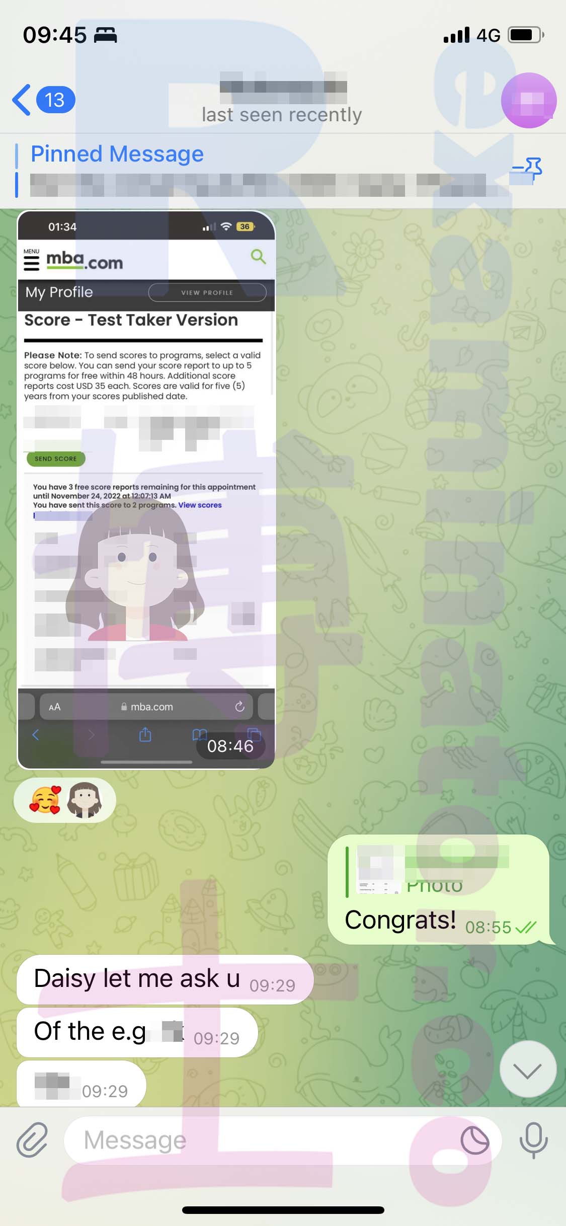 GMAT代考保分成功案例#480的与客户对话截图