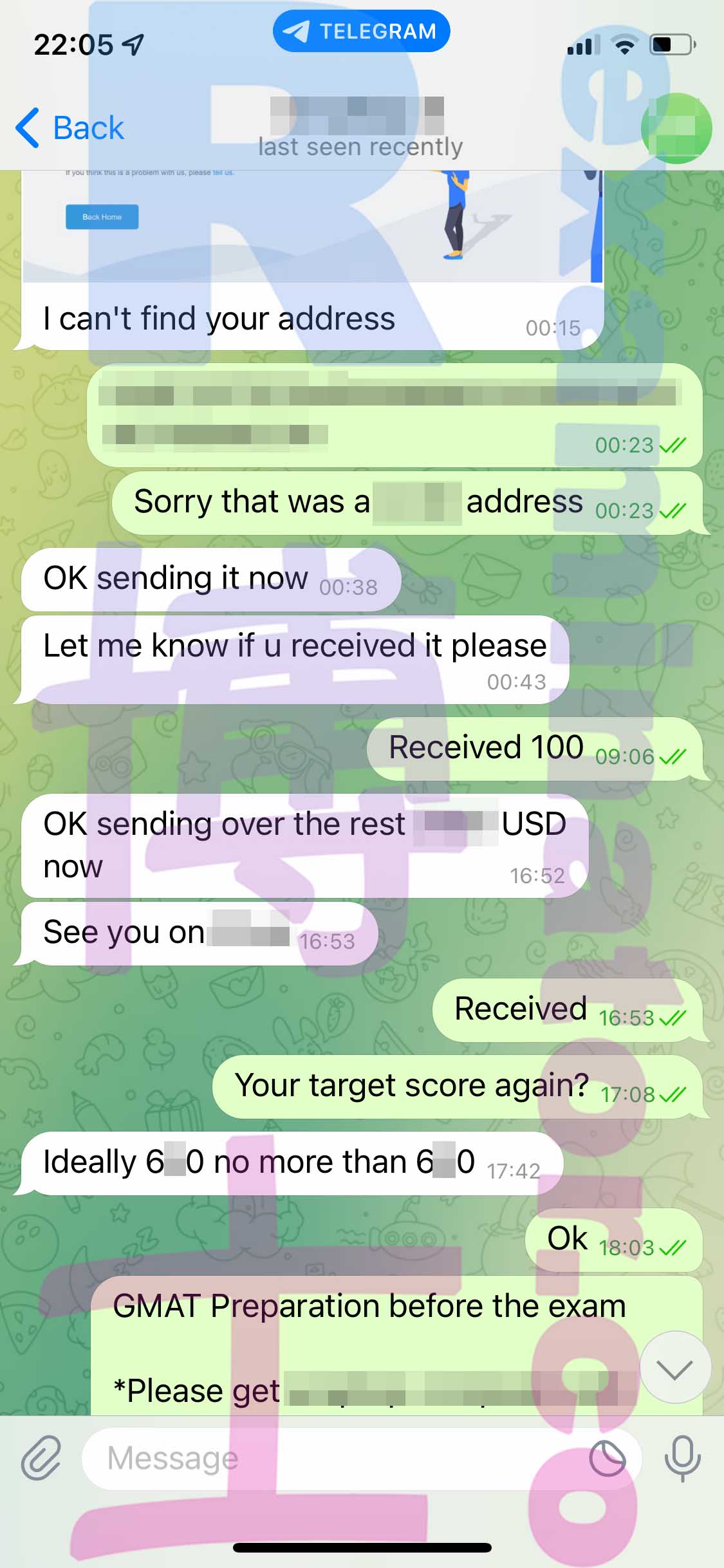 [GMAT代考保分]成功案例#268的对话截图