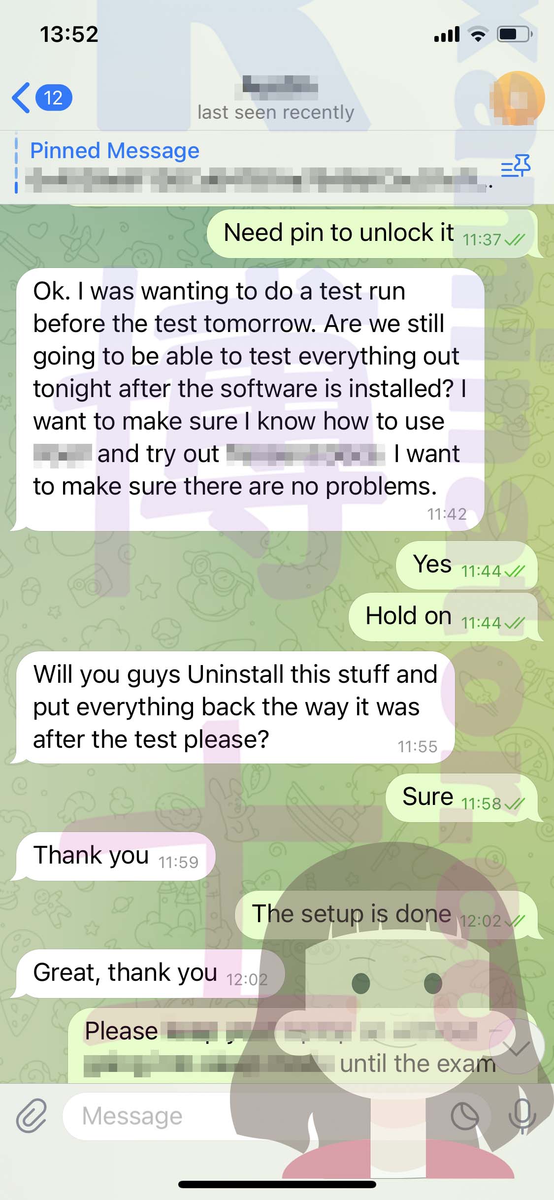GRE代考保分成功案例#505的与客户对话截图