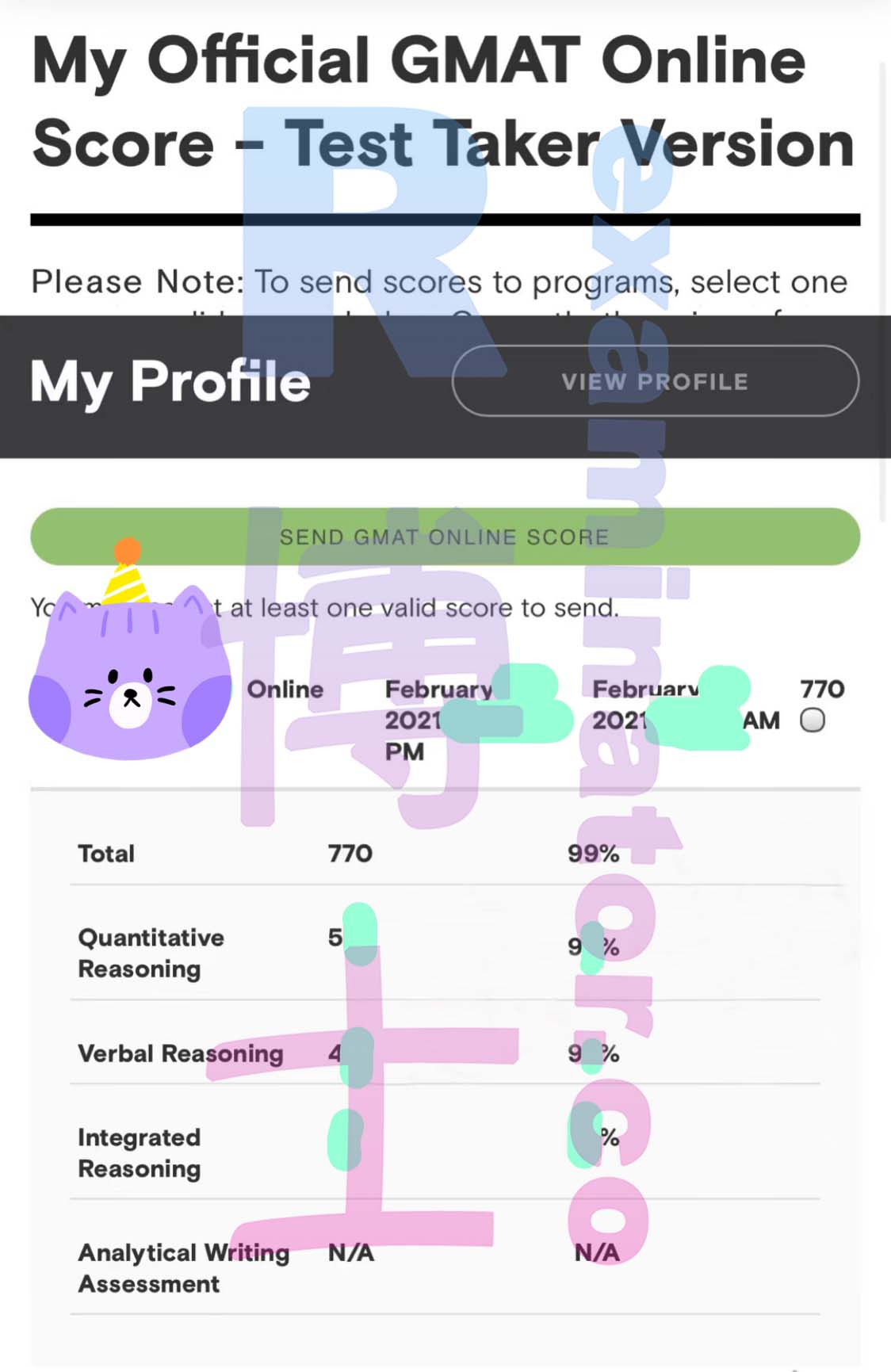 Another high score of 770 in GMAT this February!

