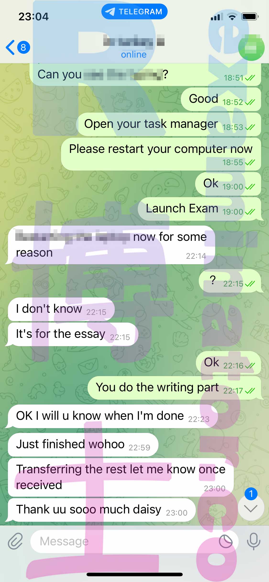 GMAT代考保分成功案例#429的与客户对话截图