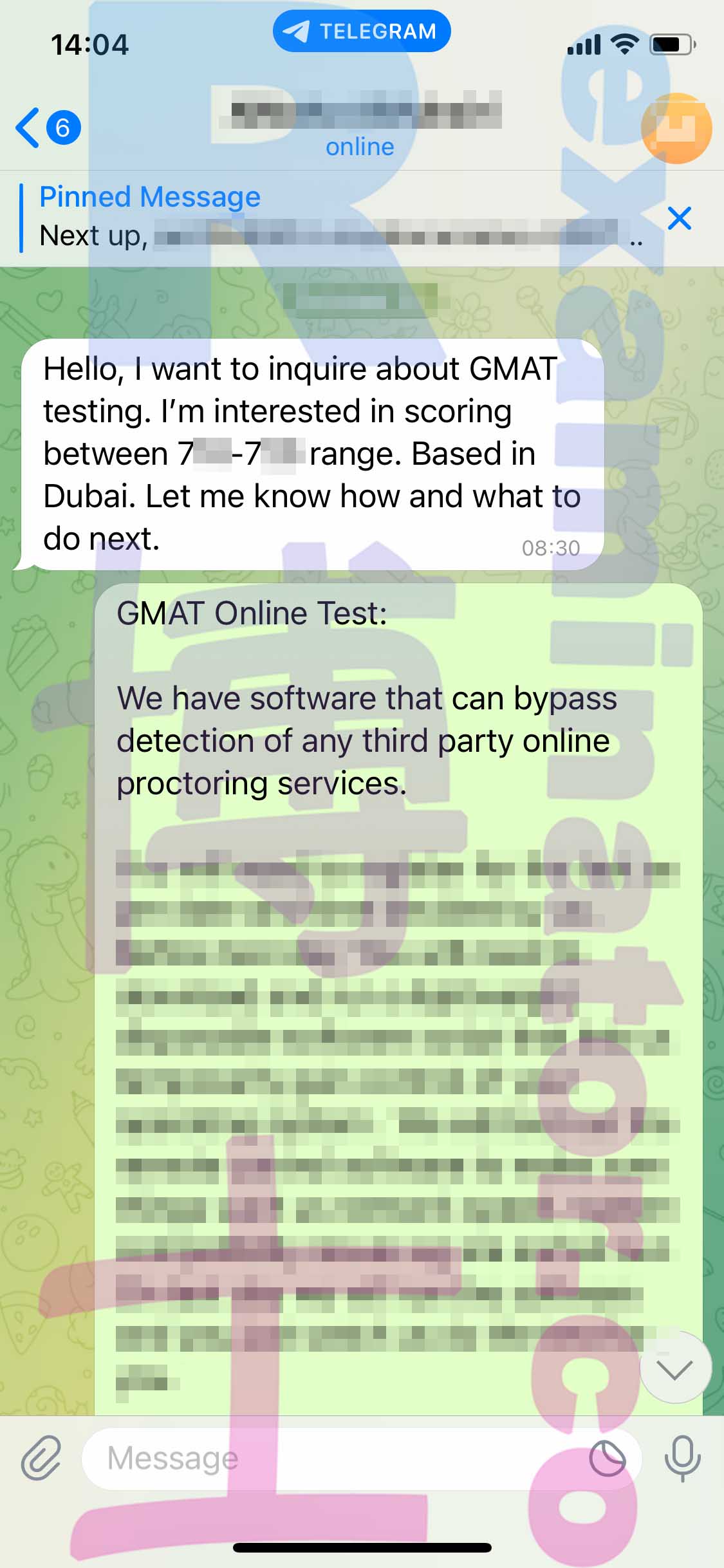 [GMAT代考保分]成功案例#287的对话截图