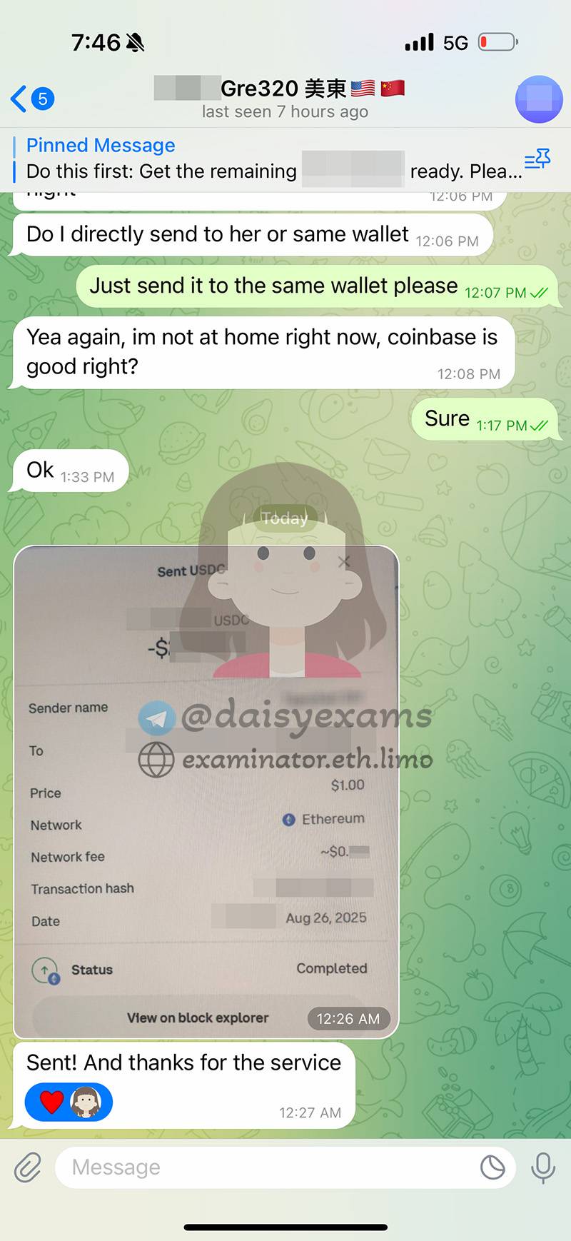 GRE代考保分成功案例#705的与客户对话截图