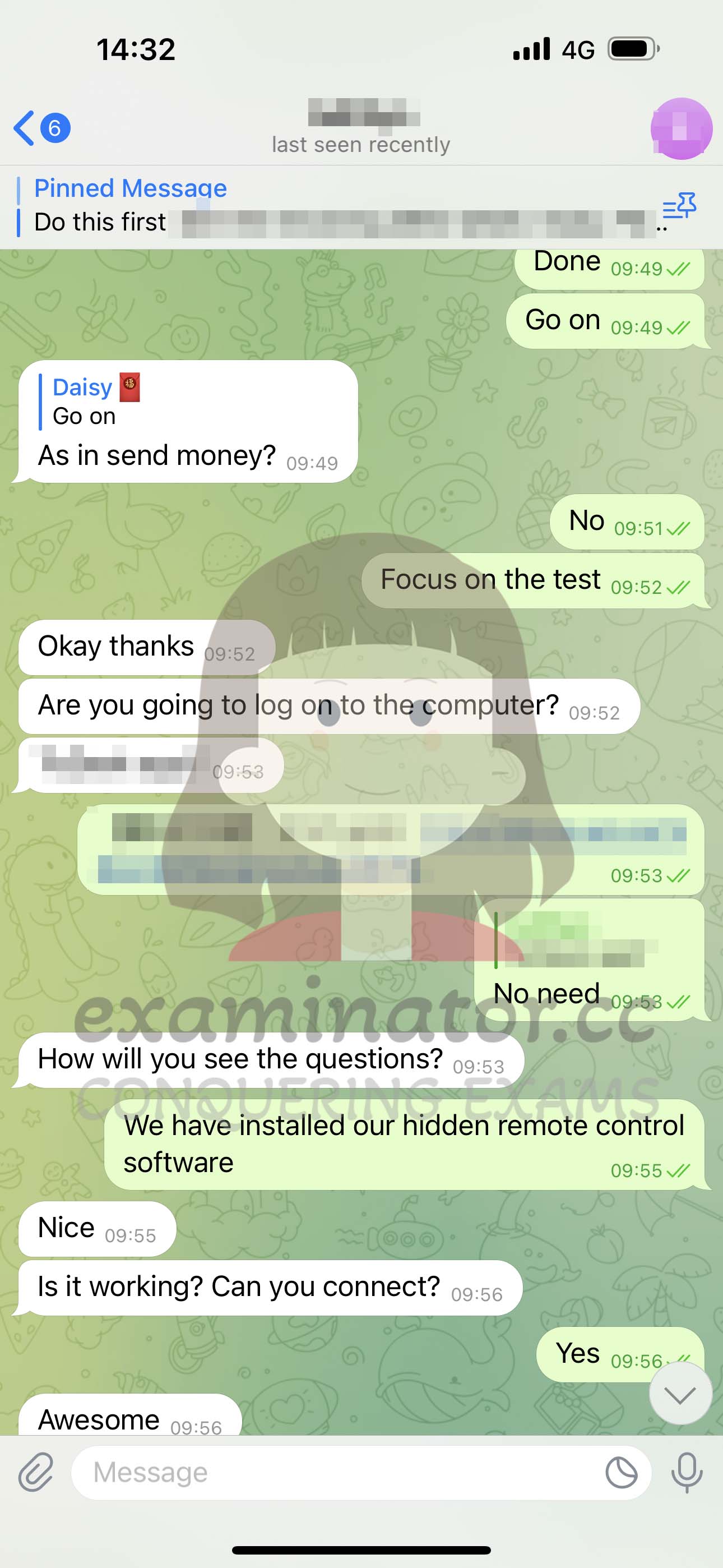GRE代考保分成功案例#583的与客户对话截图