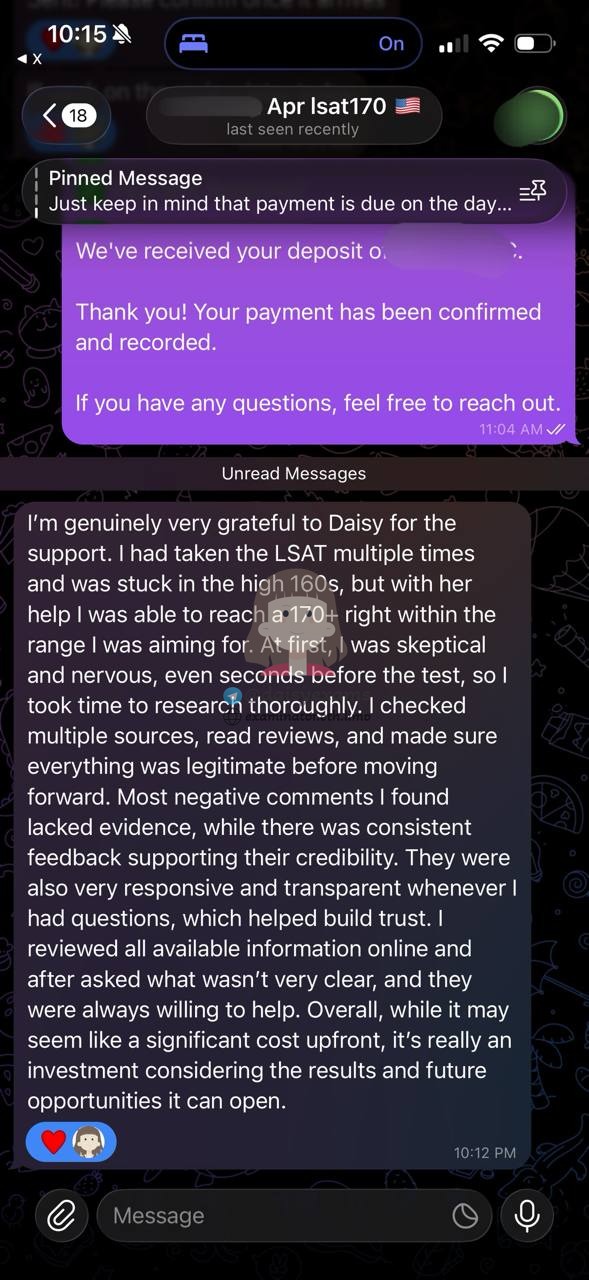 LSAT代考保分成功案例#746的与客户对话截图
