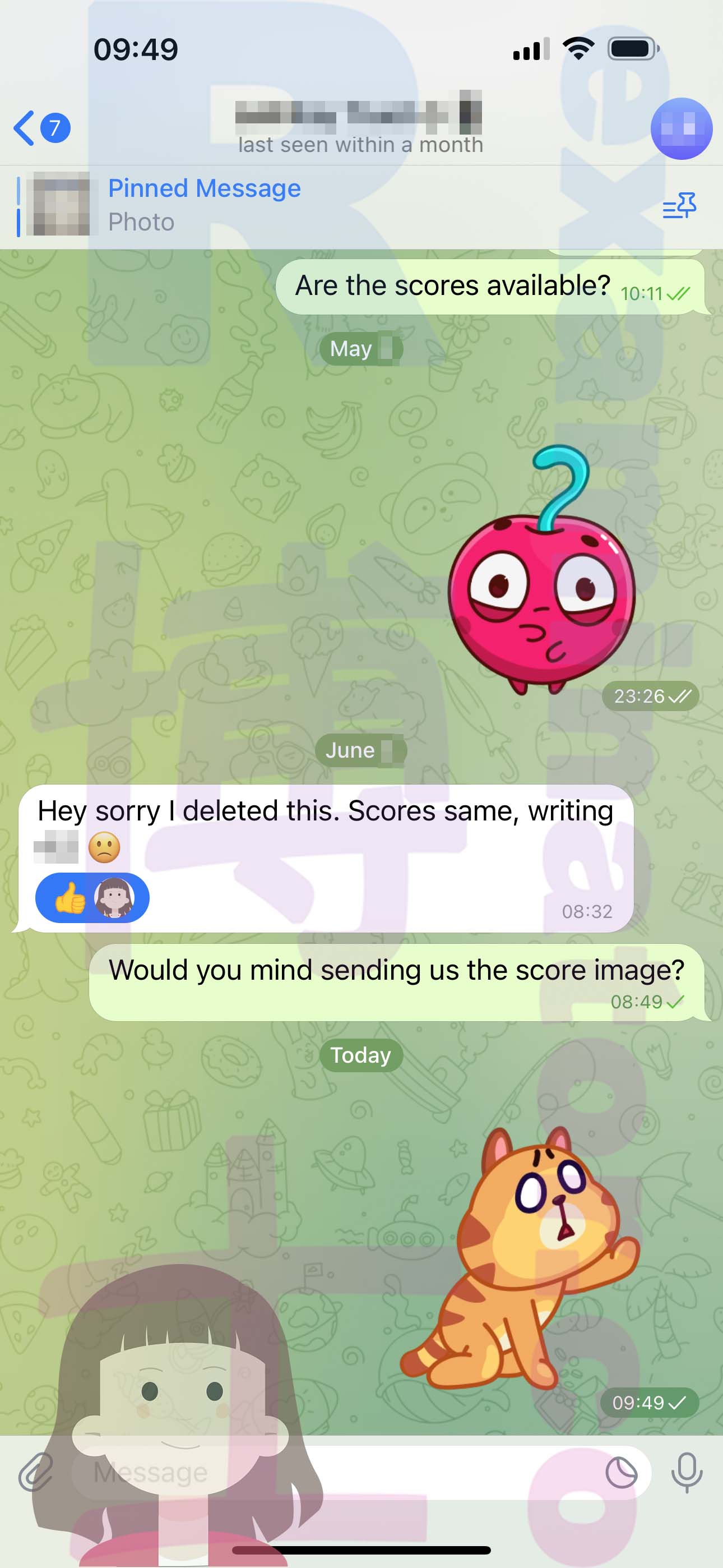 GRE代考保分成功案例#544的与客户对话截图