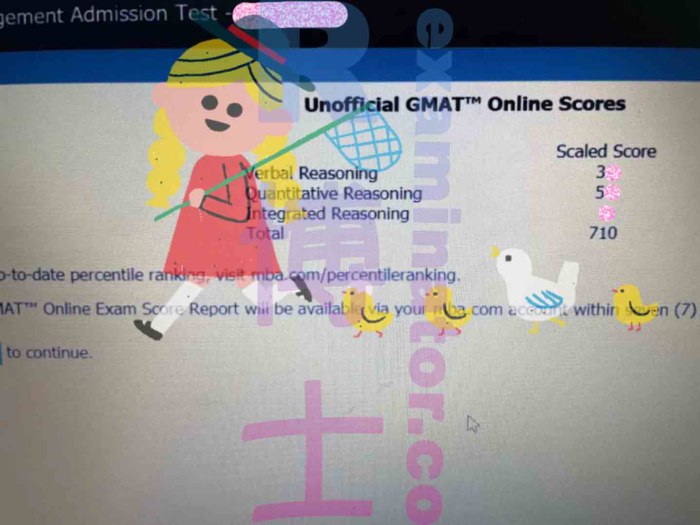 Exam Record: Finished the exam with a score of exactly 710! The teacher deliberately controlled the score, and it turned out just right.
