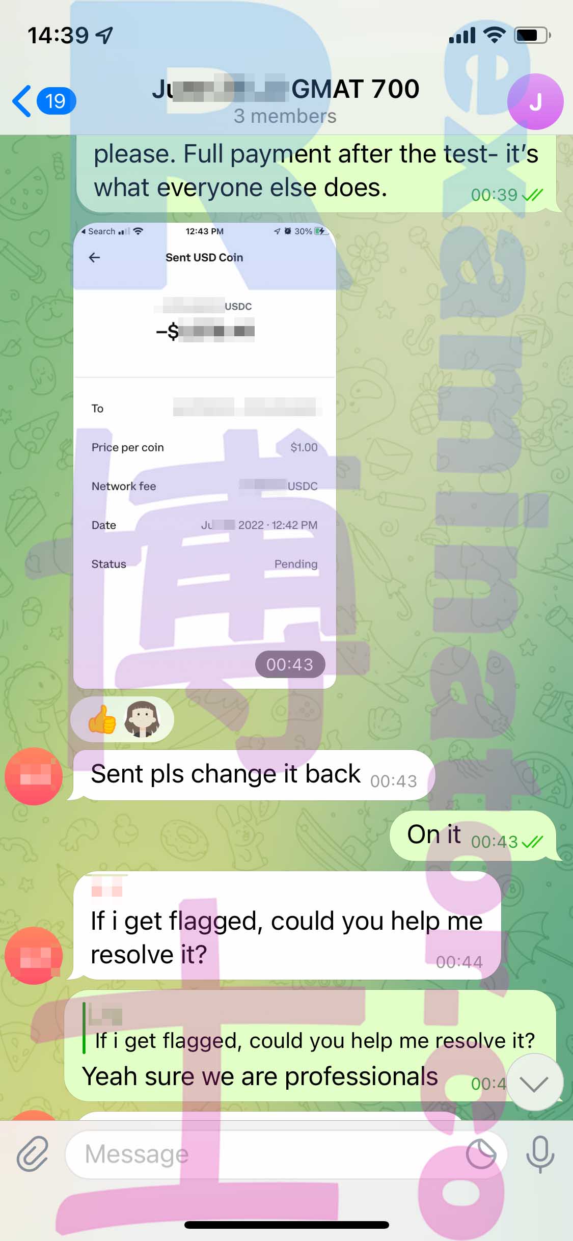 GMAT代考保分成功案例#340的与客户对话截图