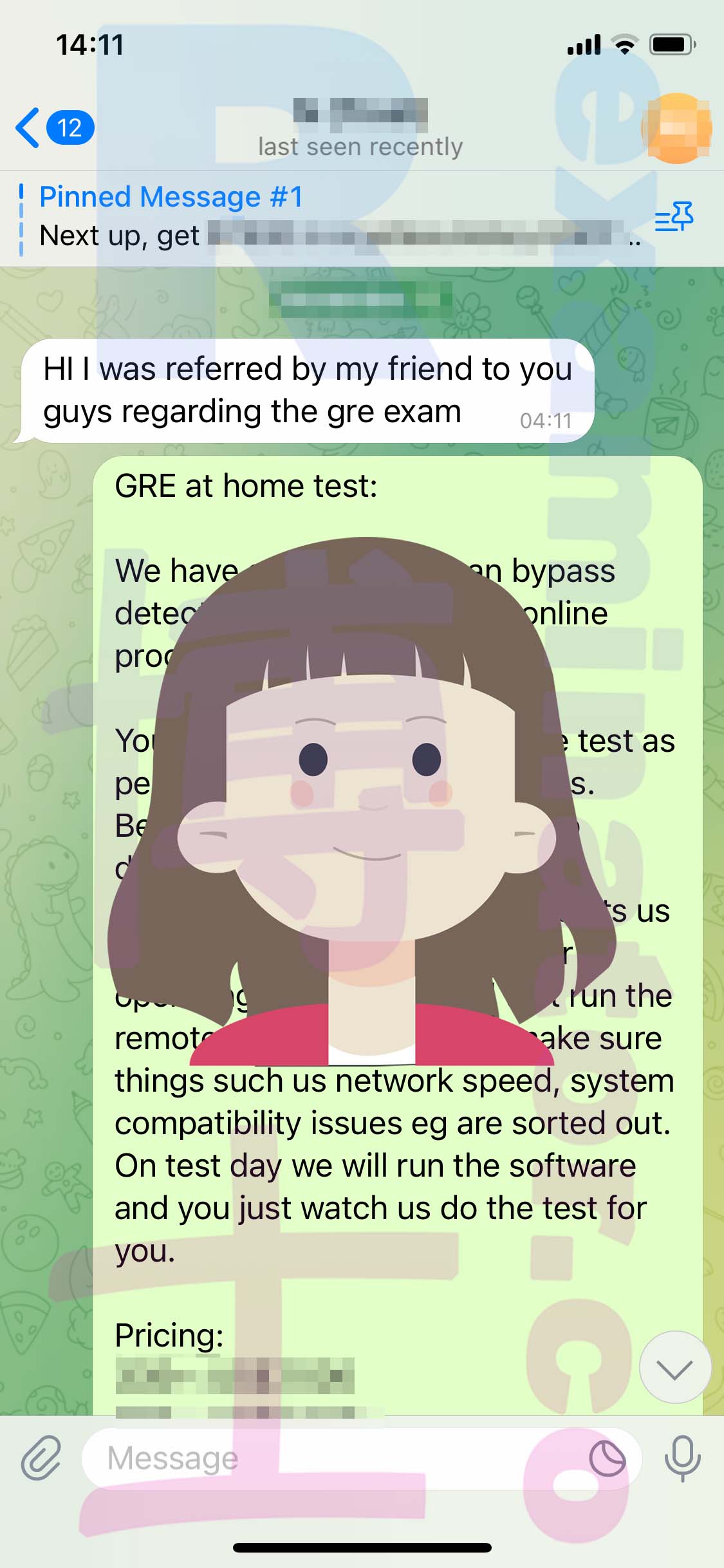 [GRE代考保分]成功案例#308的对话截图