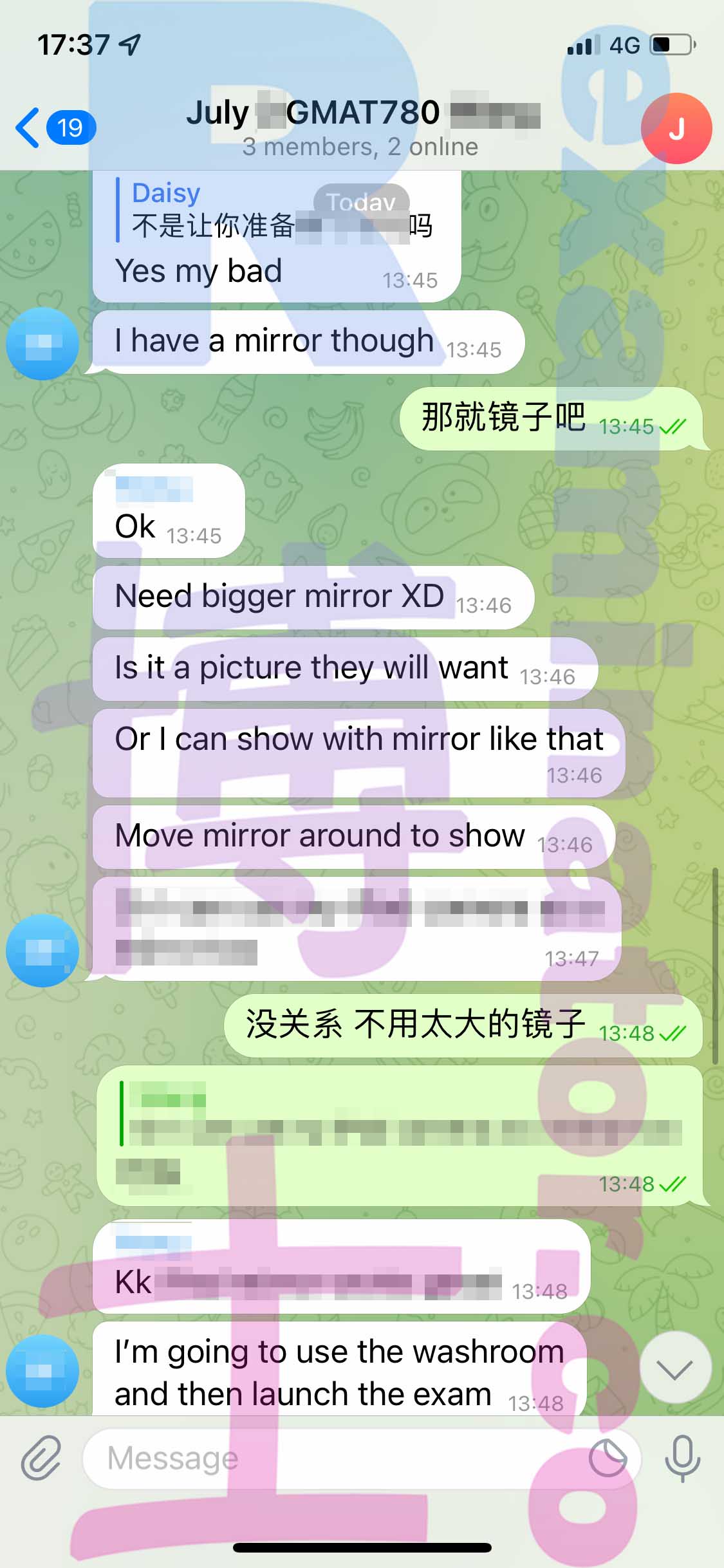 GMAT代考保分成功案例#342的与客户对话截图