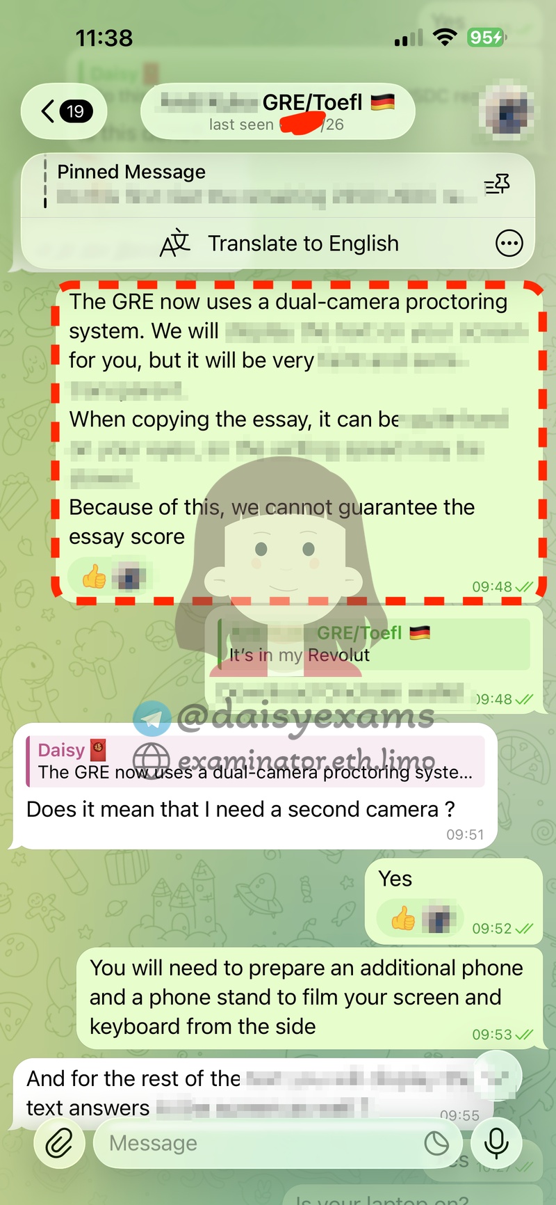 与"Andy"第七次合作:破解GRE双机位监考,GRE代考照样拿下!