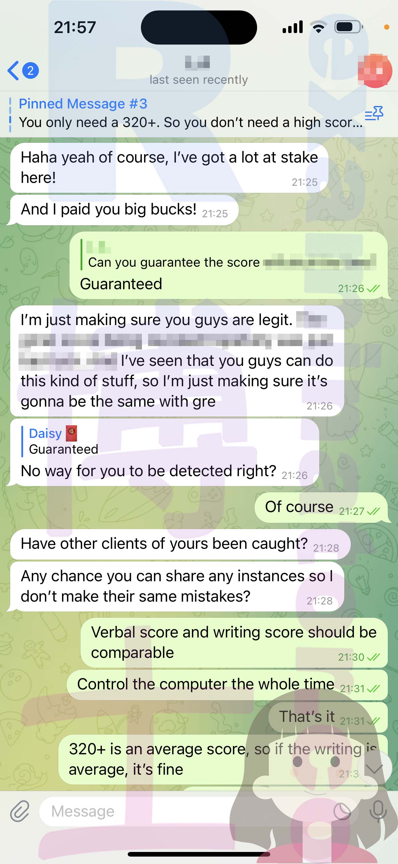 [GRE代考保分]成功案例#339的对话截图