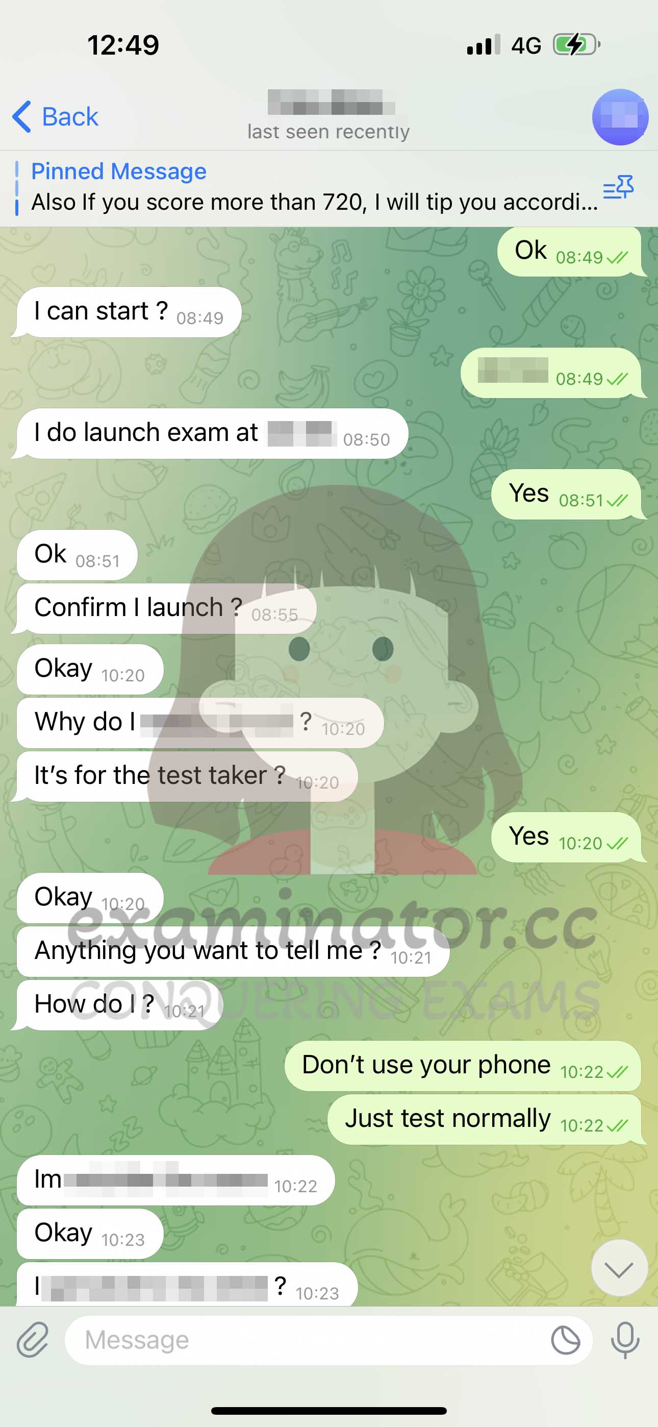 GMAT代考保分成功案例#595的与客户对话截图