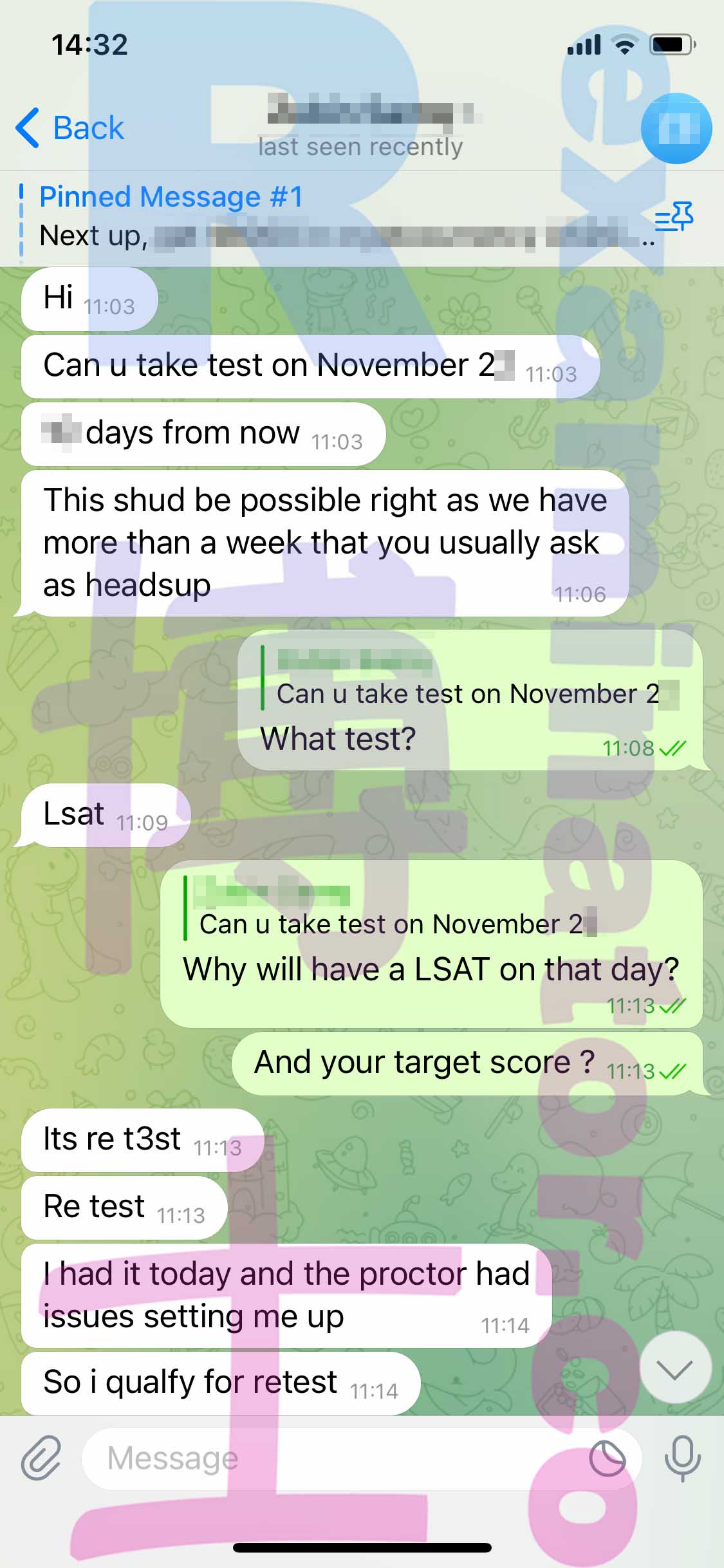 LSAT代考保分成功案例#426的与客户对话截图