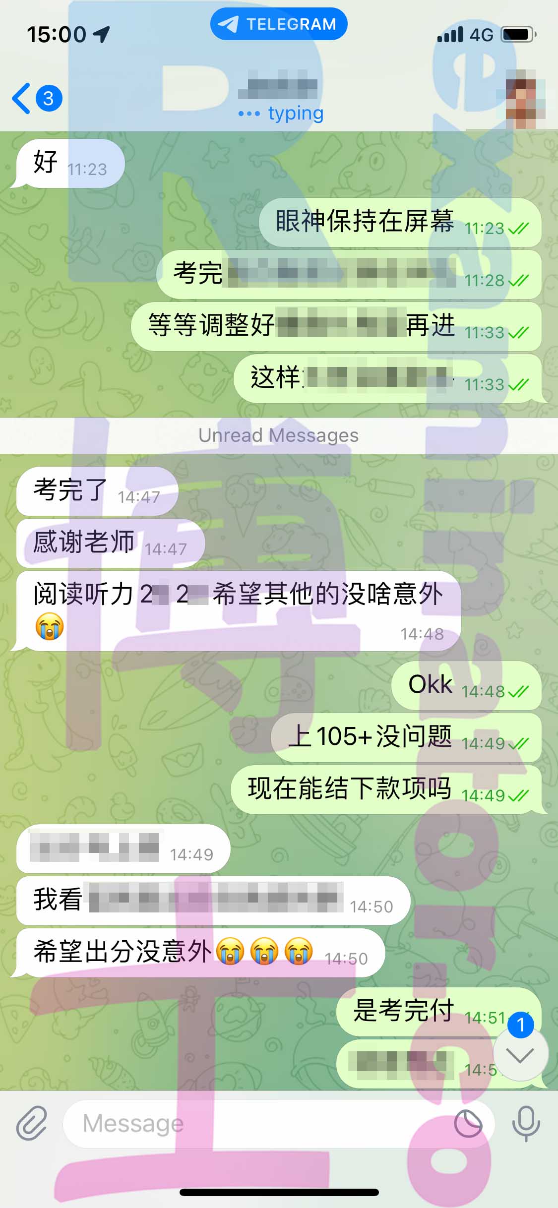 托福代考保分成功案例#446的与客户对话截图