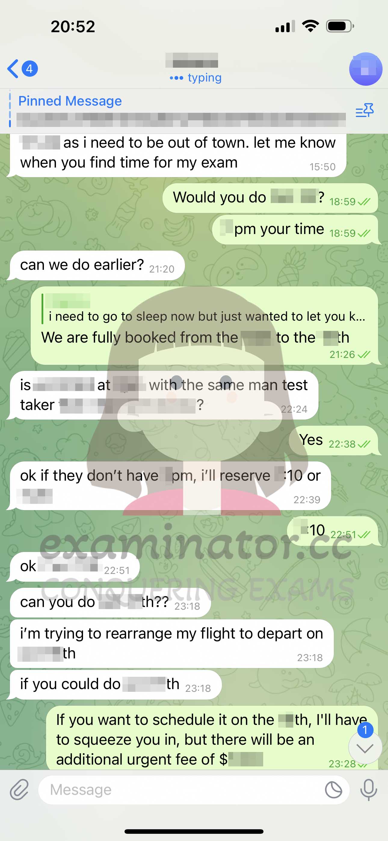GRE代考保分成功案例#611的与客户对话截图