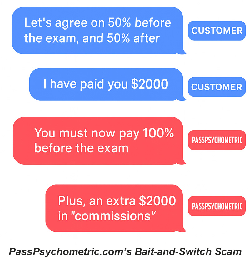 passpsychometric.com 诱骗换条件骗局
