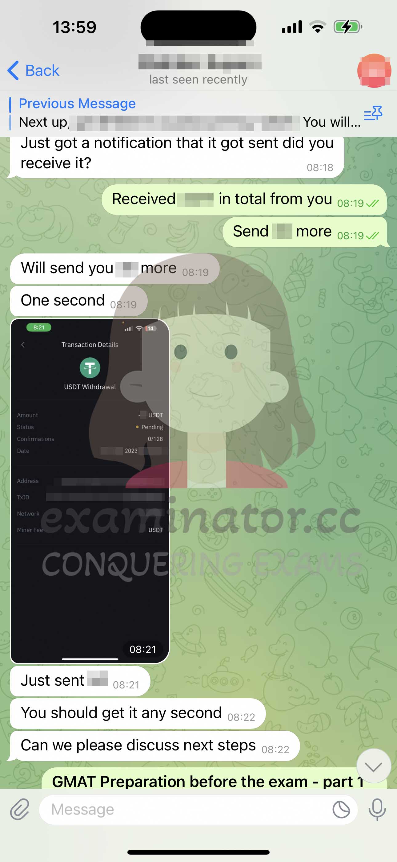 [GMAT代考保分]成功案例#378的对话截图