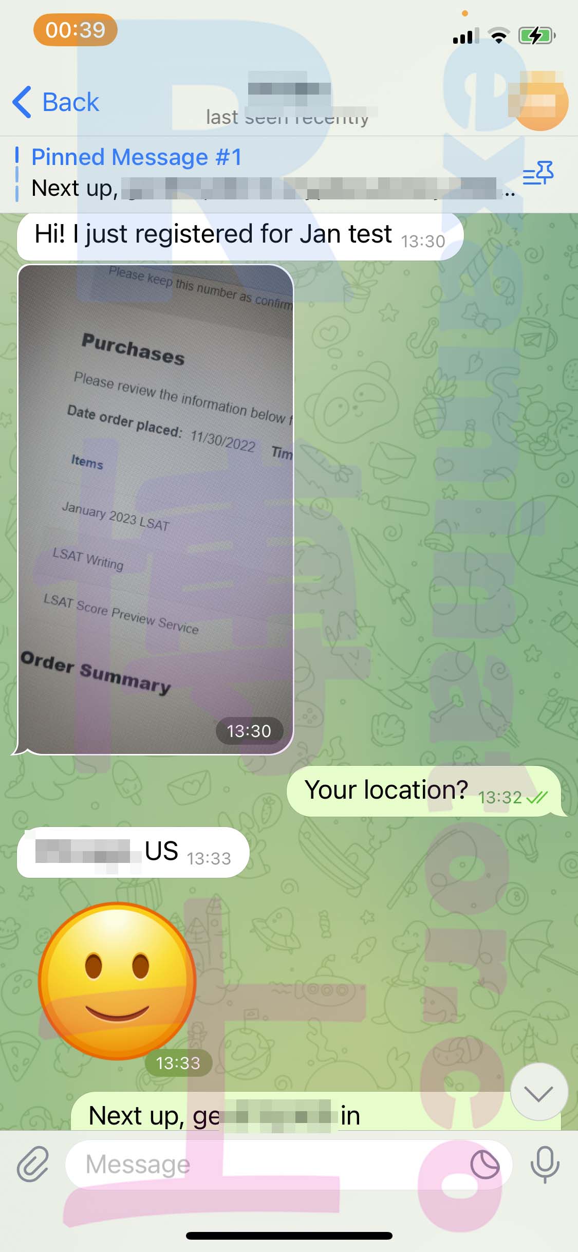 LSAT代考保分成功案例#462的与客户对话截图