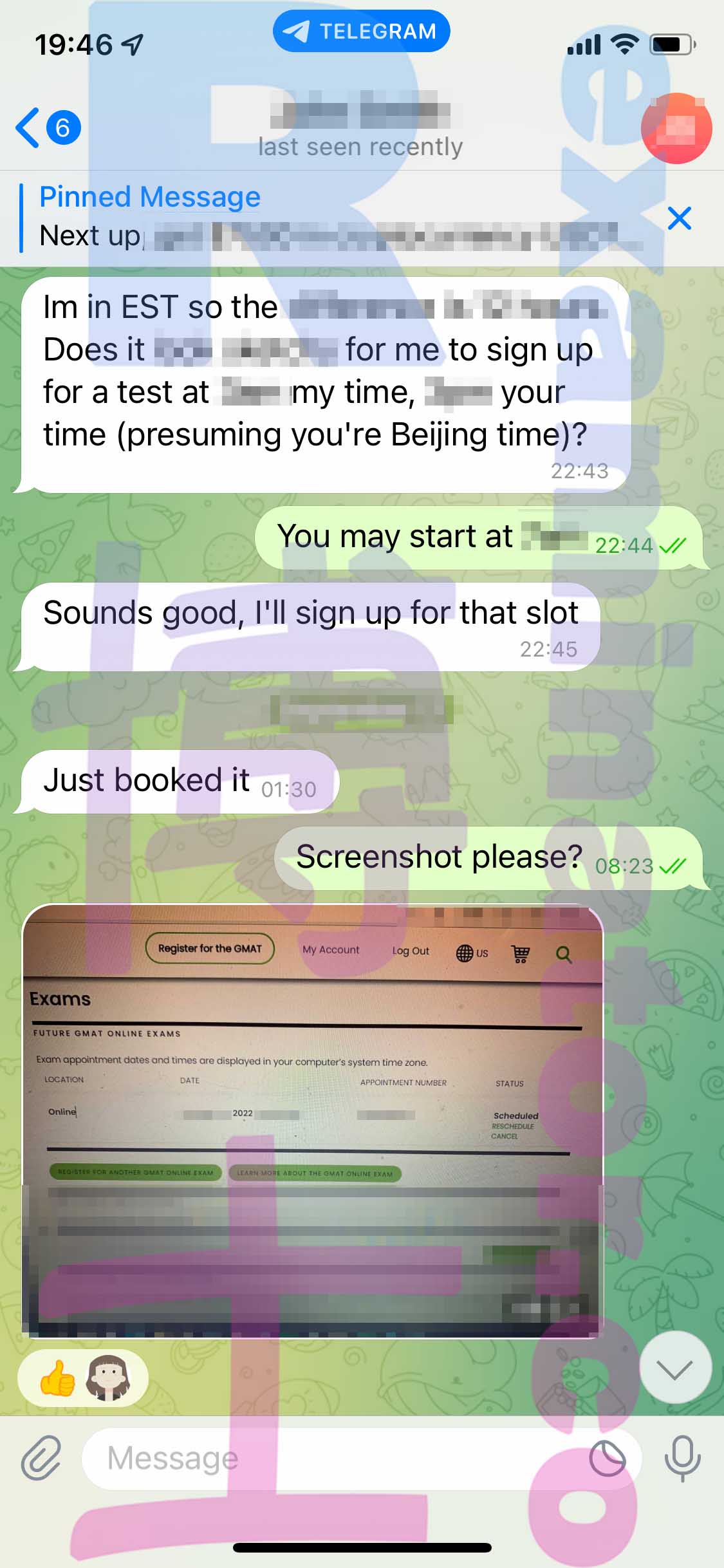 [GMAT代考保分]成功案例#276的对话截图