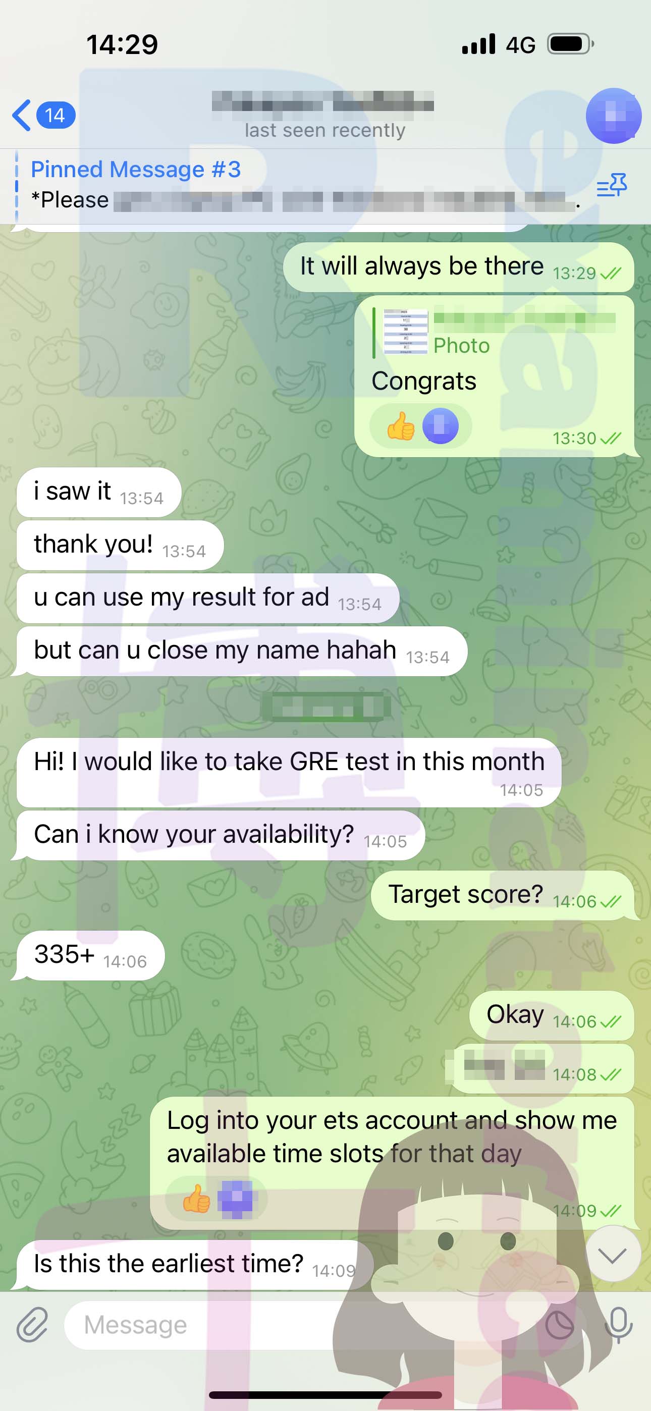 [GRE代考保分]成功案例#342的对话截图
