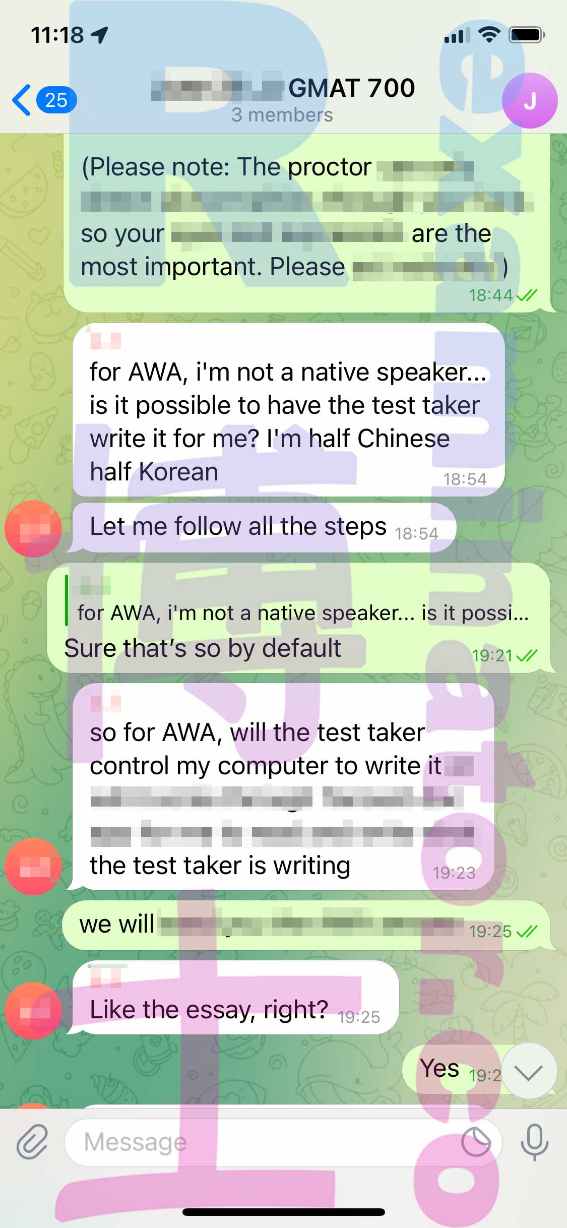 GMAT代考保分成功案例#343的与客户对话截图