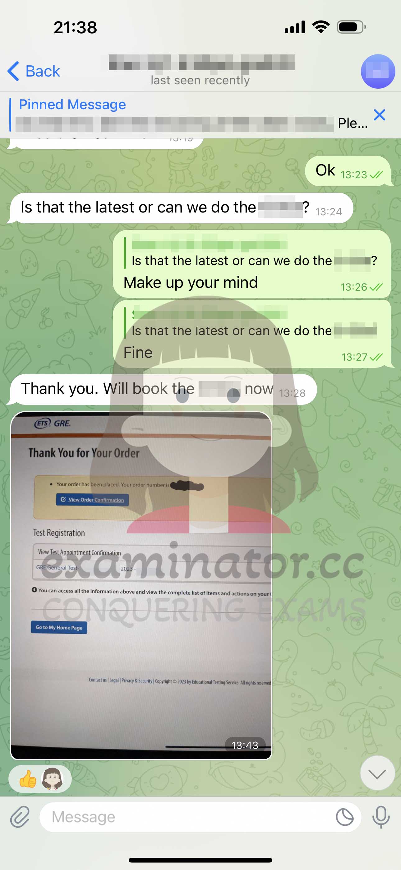 [GRE代考保分]成功案例#377的对话截图