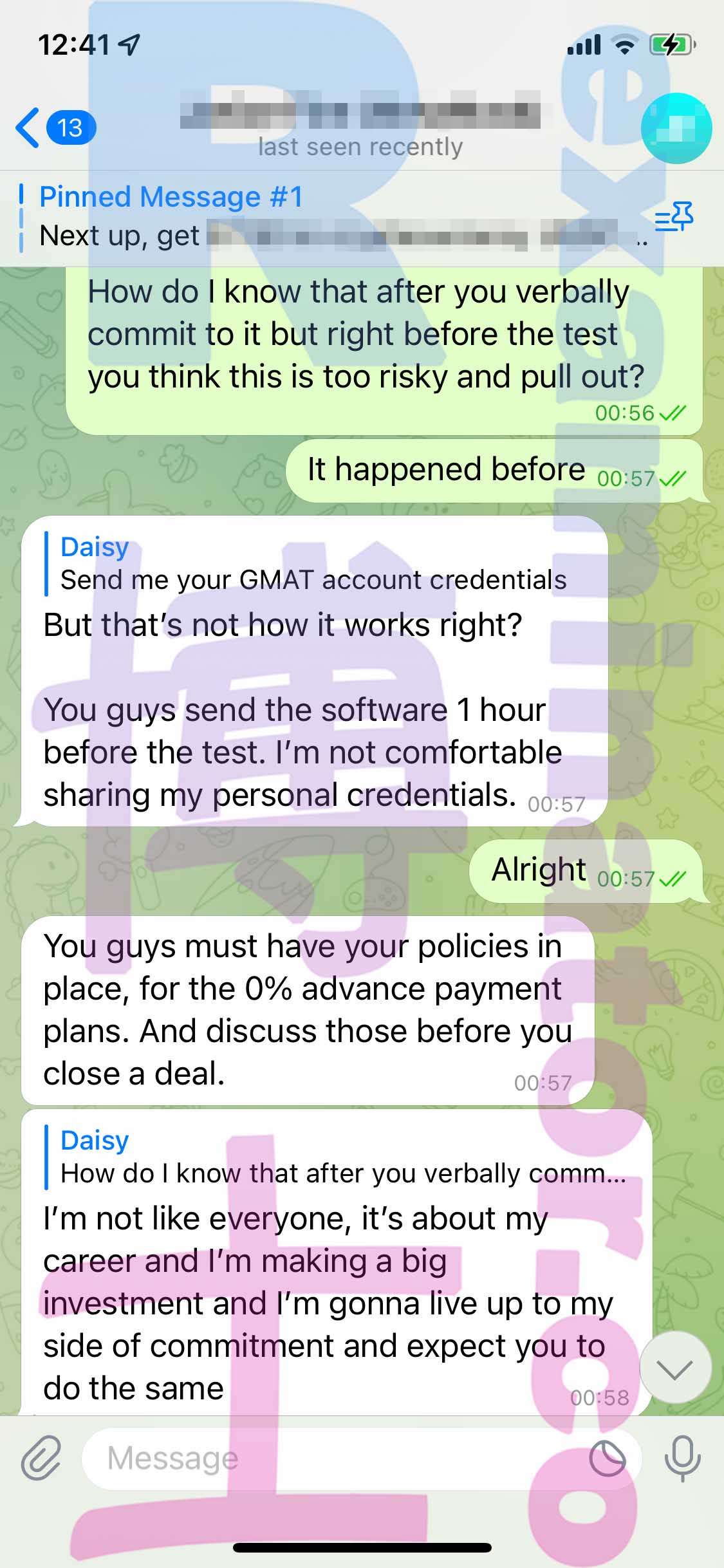 [GMAT代考保分]成功案例#302的对话截图