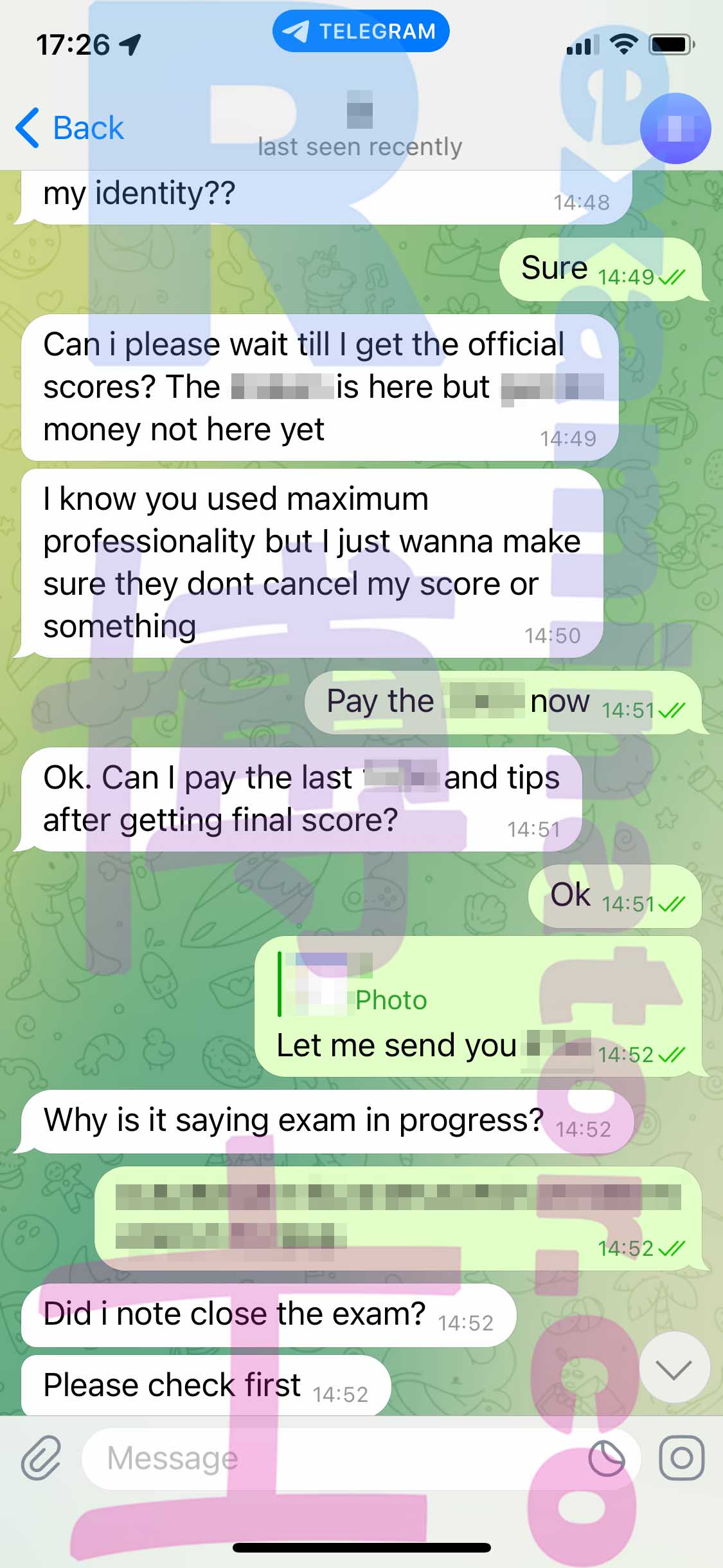 GMAT代考保分成功案例#397的与客户对话截图