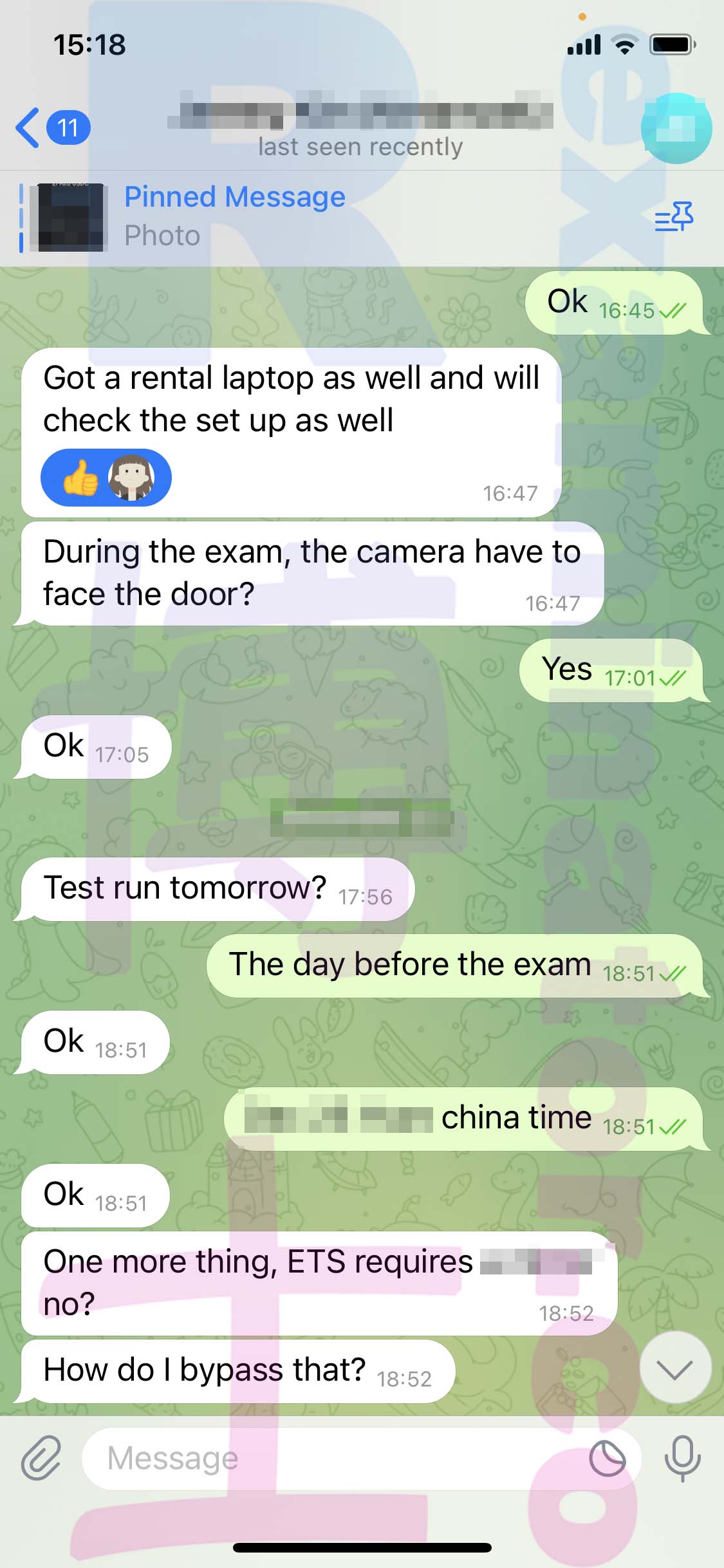 GRE代考保分成功案例#534的与客户对话截图