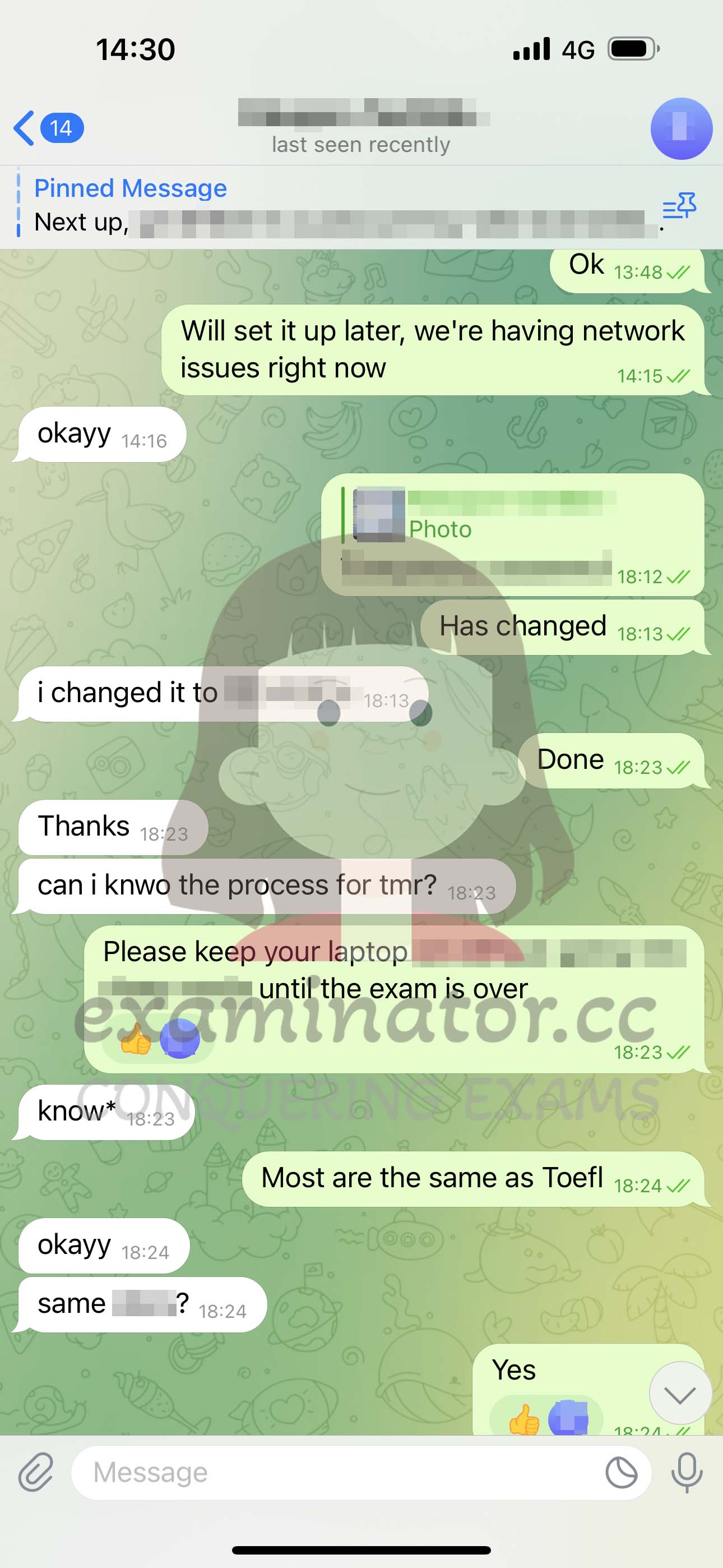 GRE代考保分成功案例#558的与客户对话截图