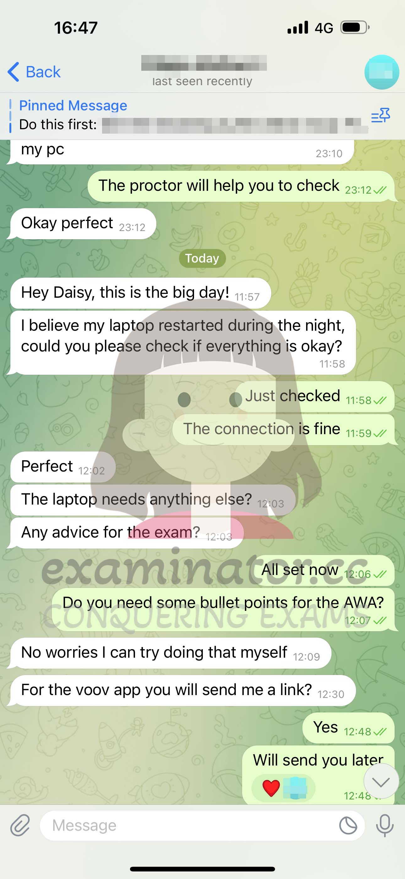 GMAT代考保分成功案例#568的与客户对话截图