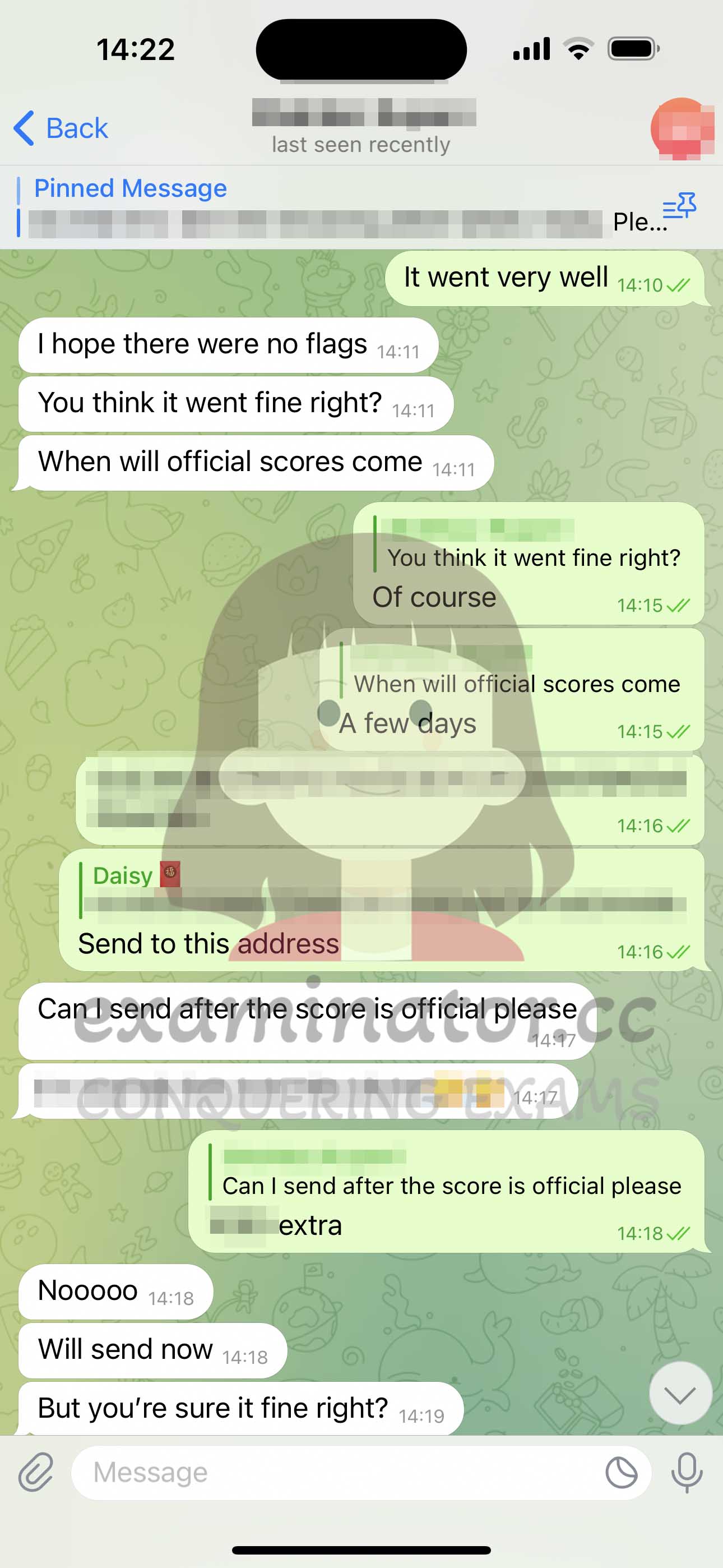 GMAT代考保分成功案例#608的与客户对话截图