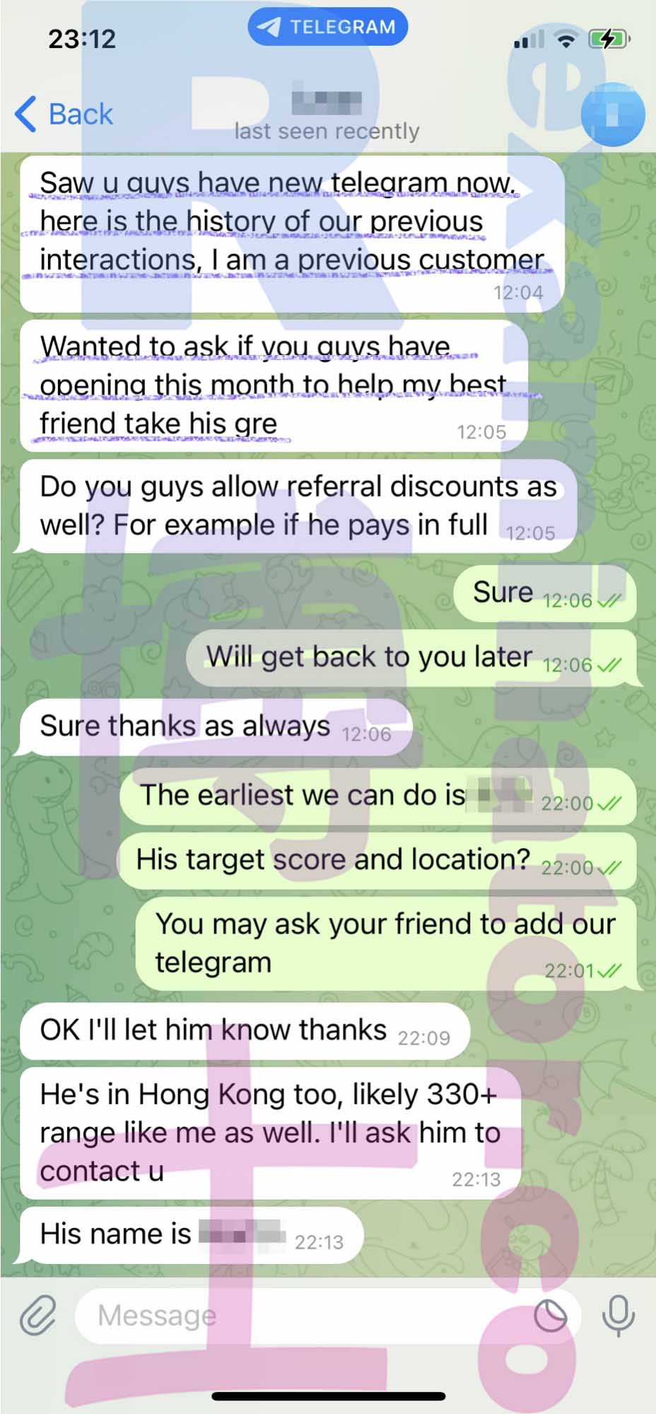 [GRE代考保分]成功案例#255的对话截图