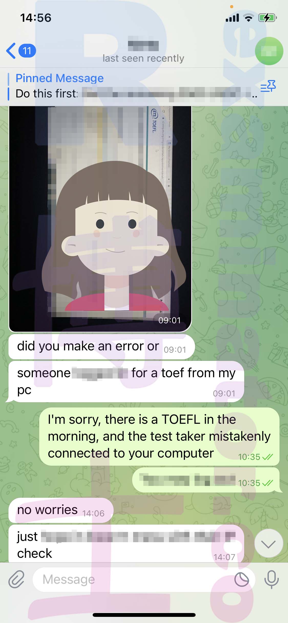 GRE代考保分成功案例#530的与客户对话截图