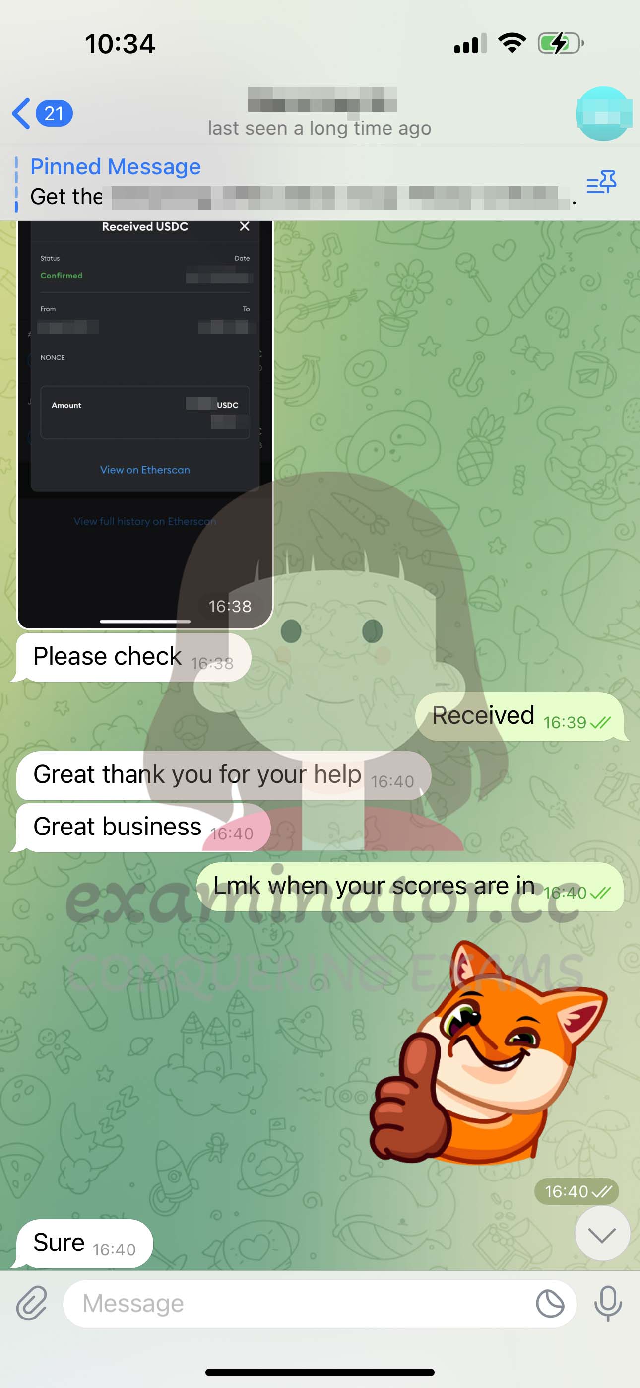 GRE代考保分成功案例#557的与客户对话截图