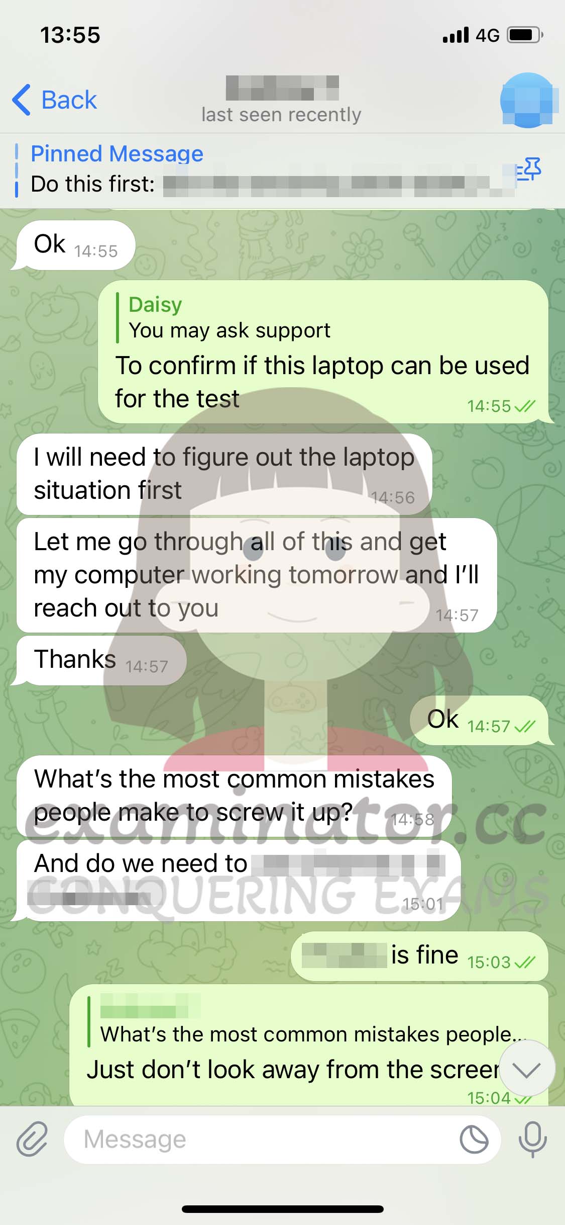 GRE代考保分成功案例#576的与客户对话截图