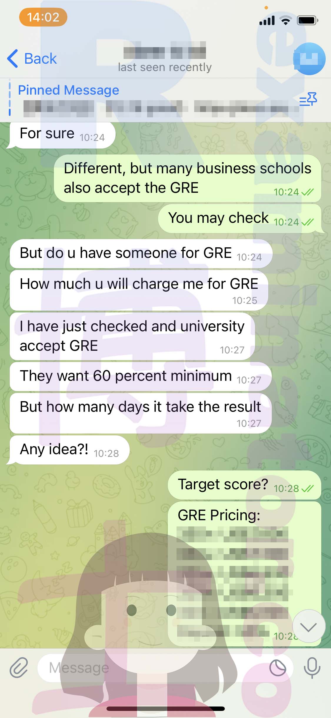 [GRE代考保分]成功案例#328的对话截图