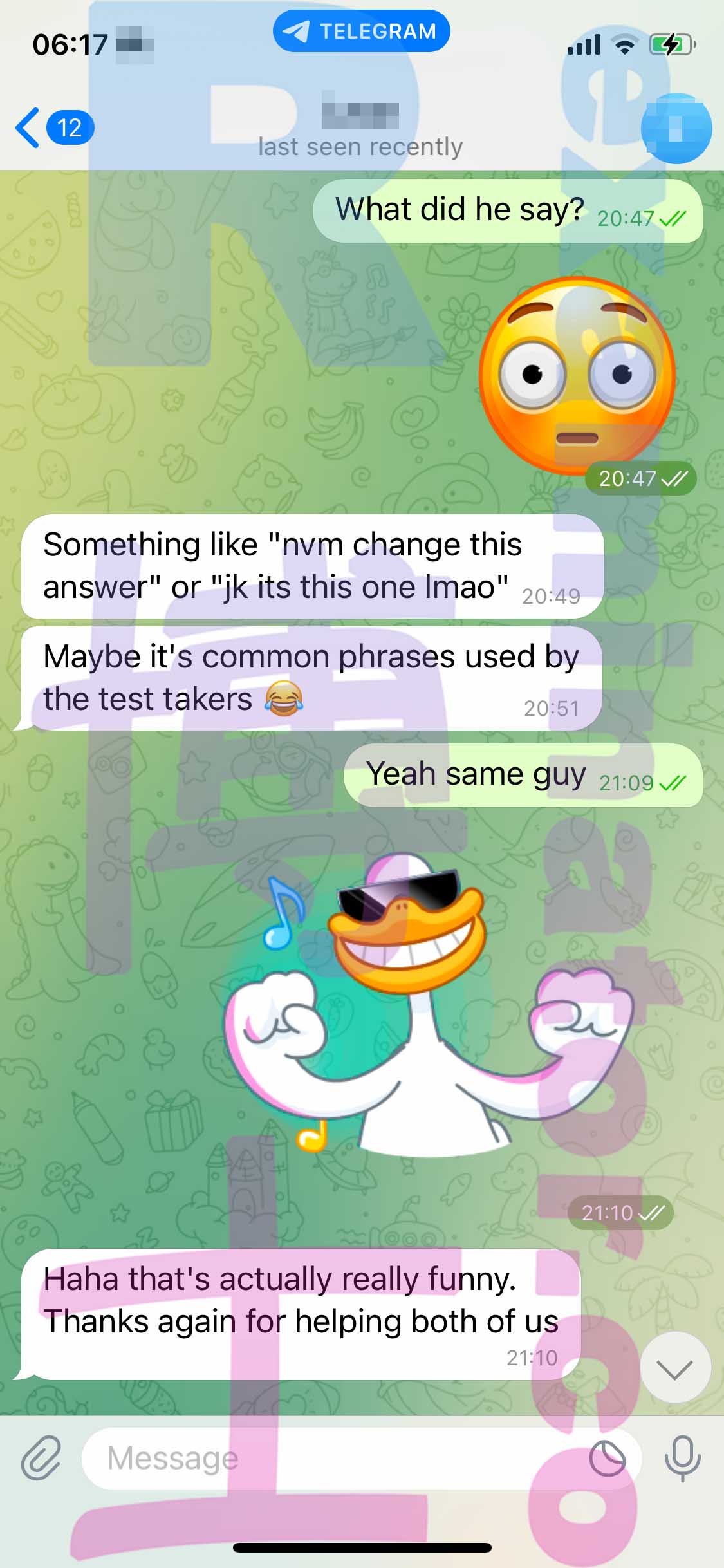 GRE代考保分成功案例#411的与客户对话截图