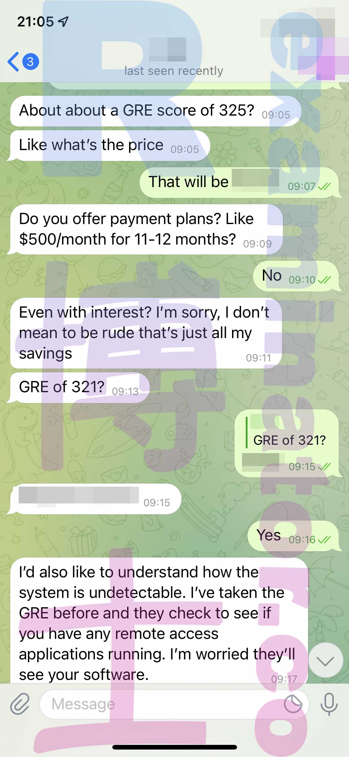 [GRE代考保分]成功案例#169的对话截图