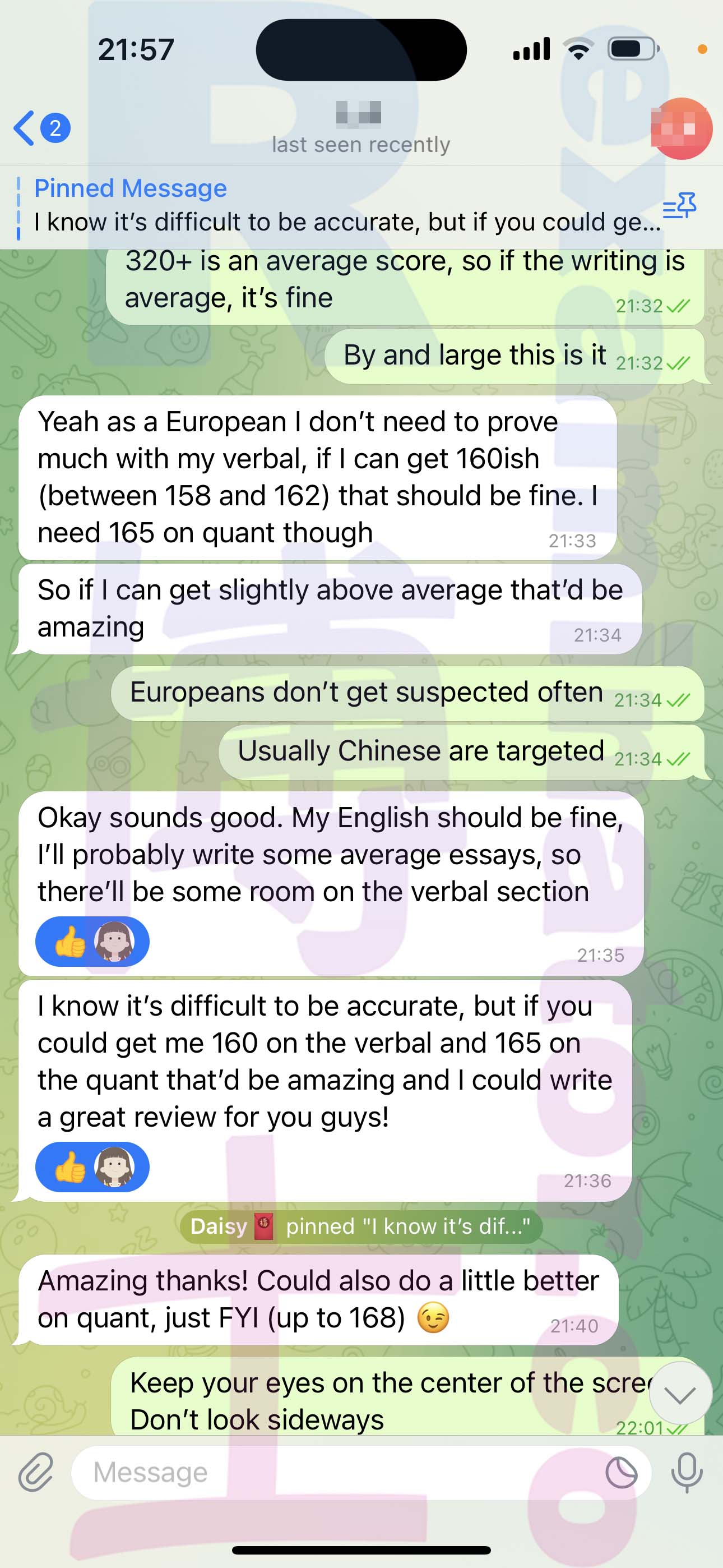 [GRE代考保分]成功案例#339的对话截图