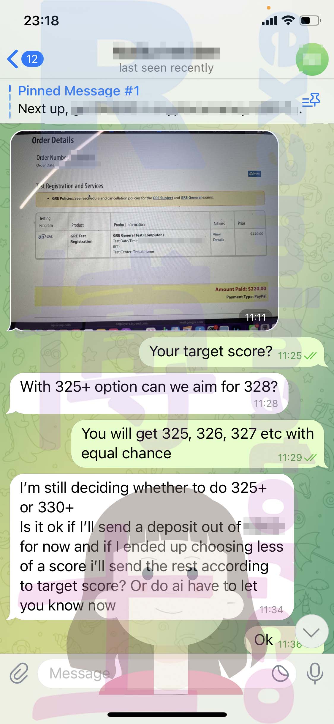 [GRE代考保分]成功案例#324的对话截图