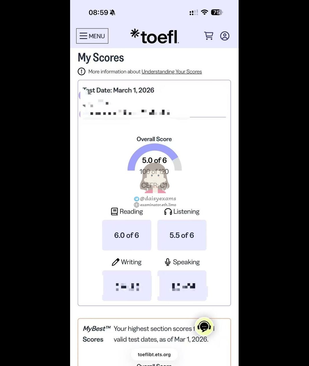 托福代考保分成功案例#726的与客户对话截图