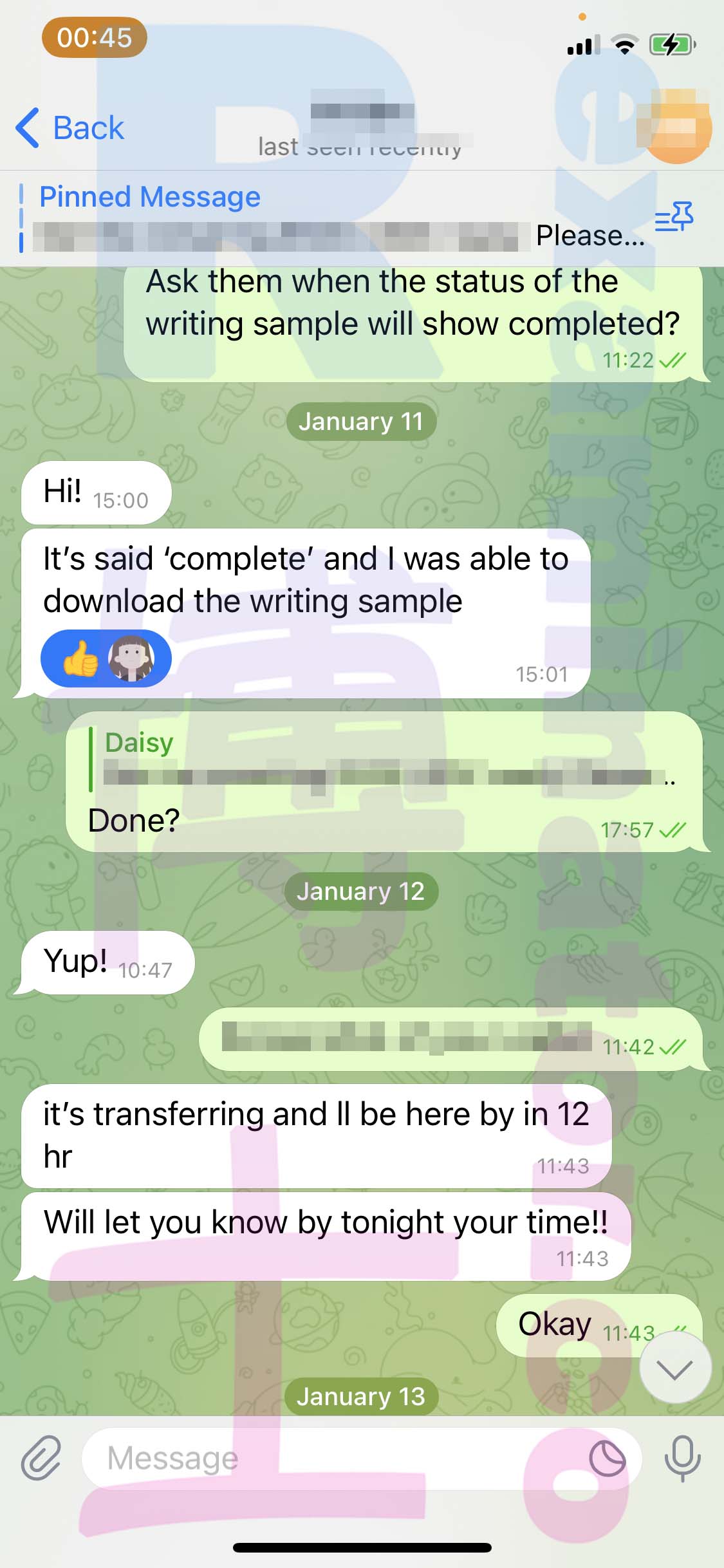 LSAT代考保分成功案例#462的与客户对话截图