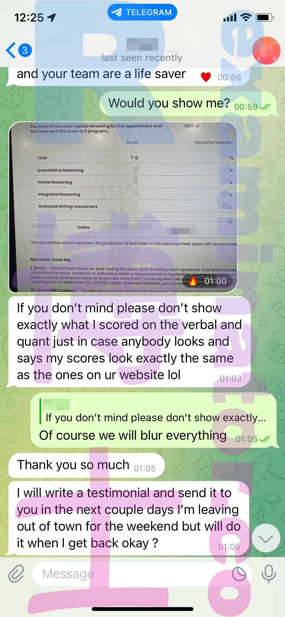 GMAT代考保分成功案例#371的与客户对话截图