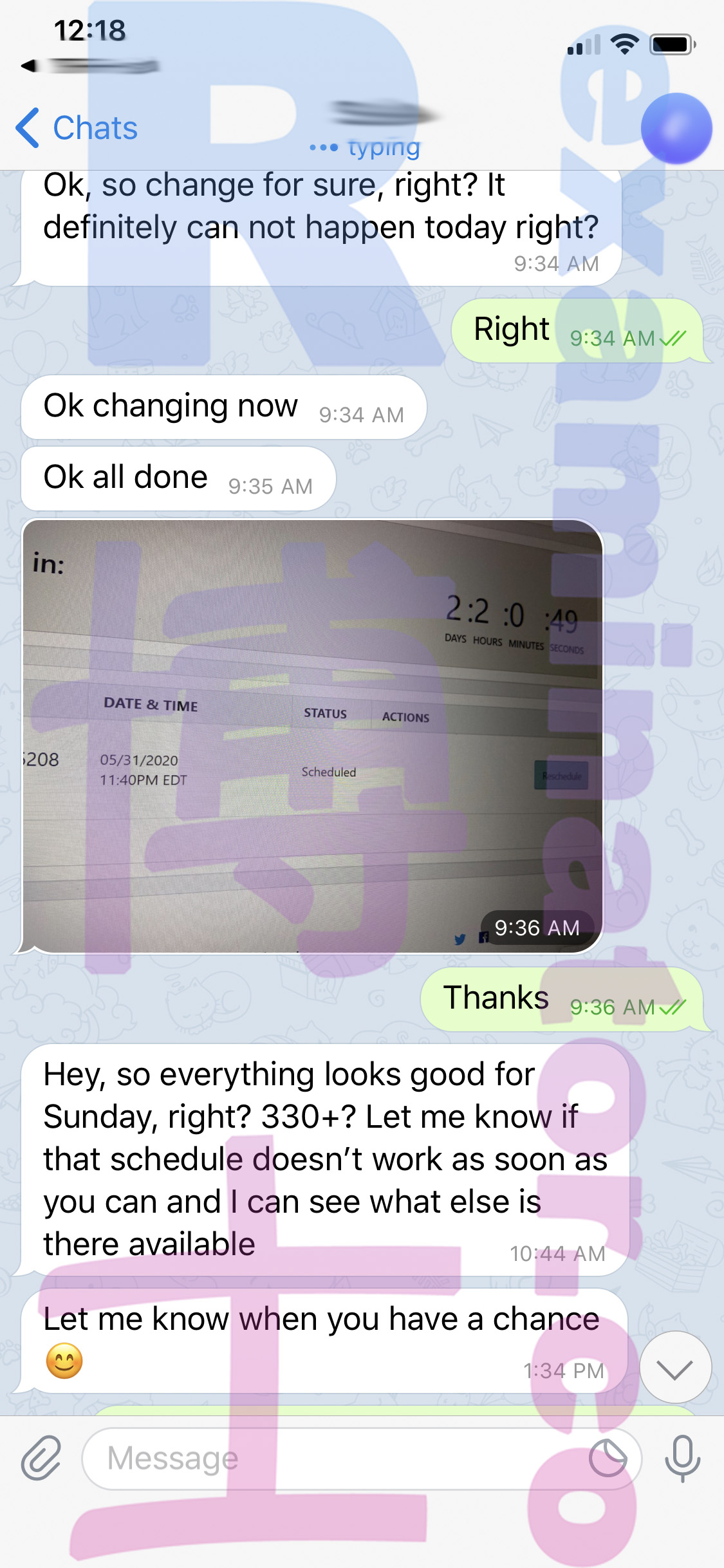 GRE代考保分成功案例#73的与客户对话截图