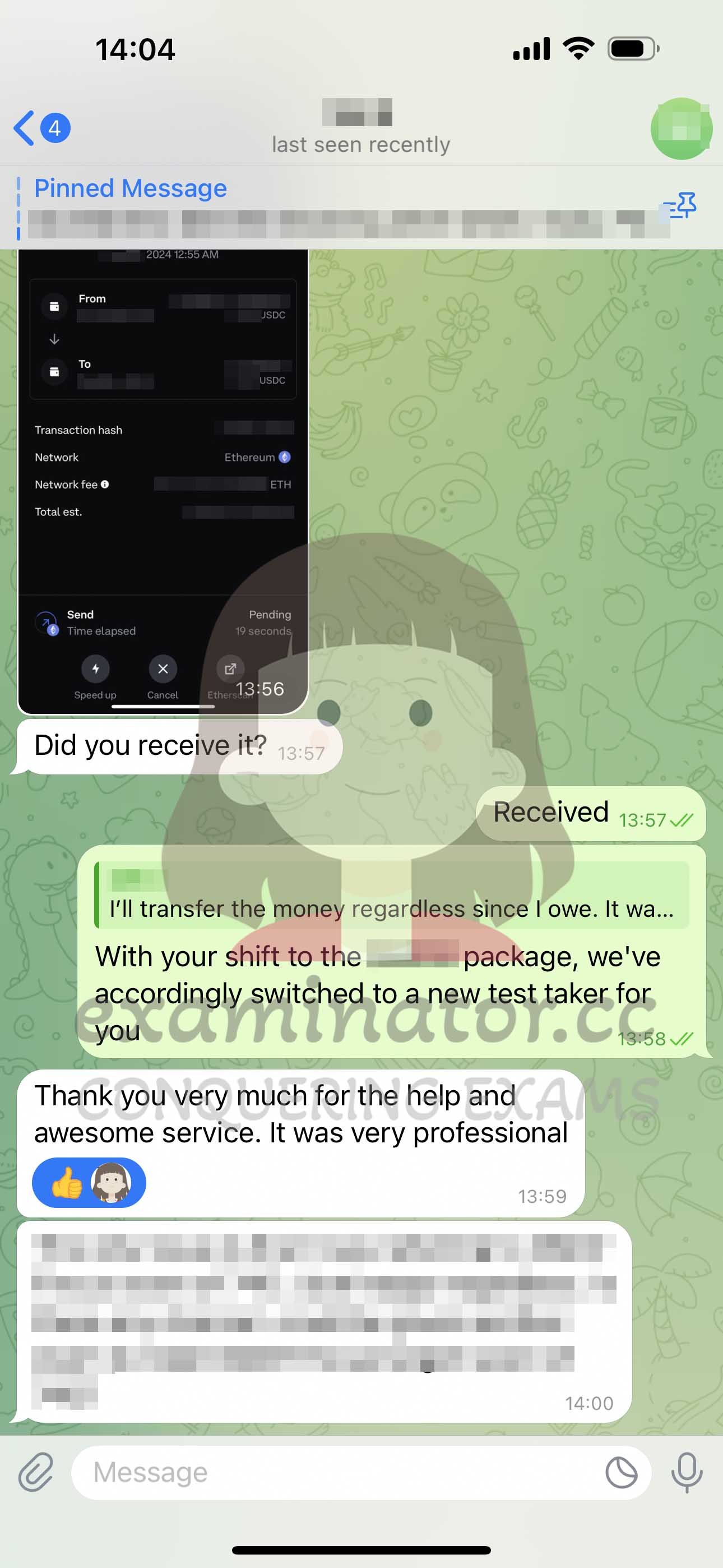GMAT代考保分成功案例#615的与客户对话截图