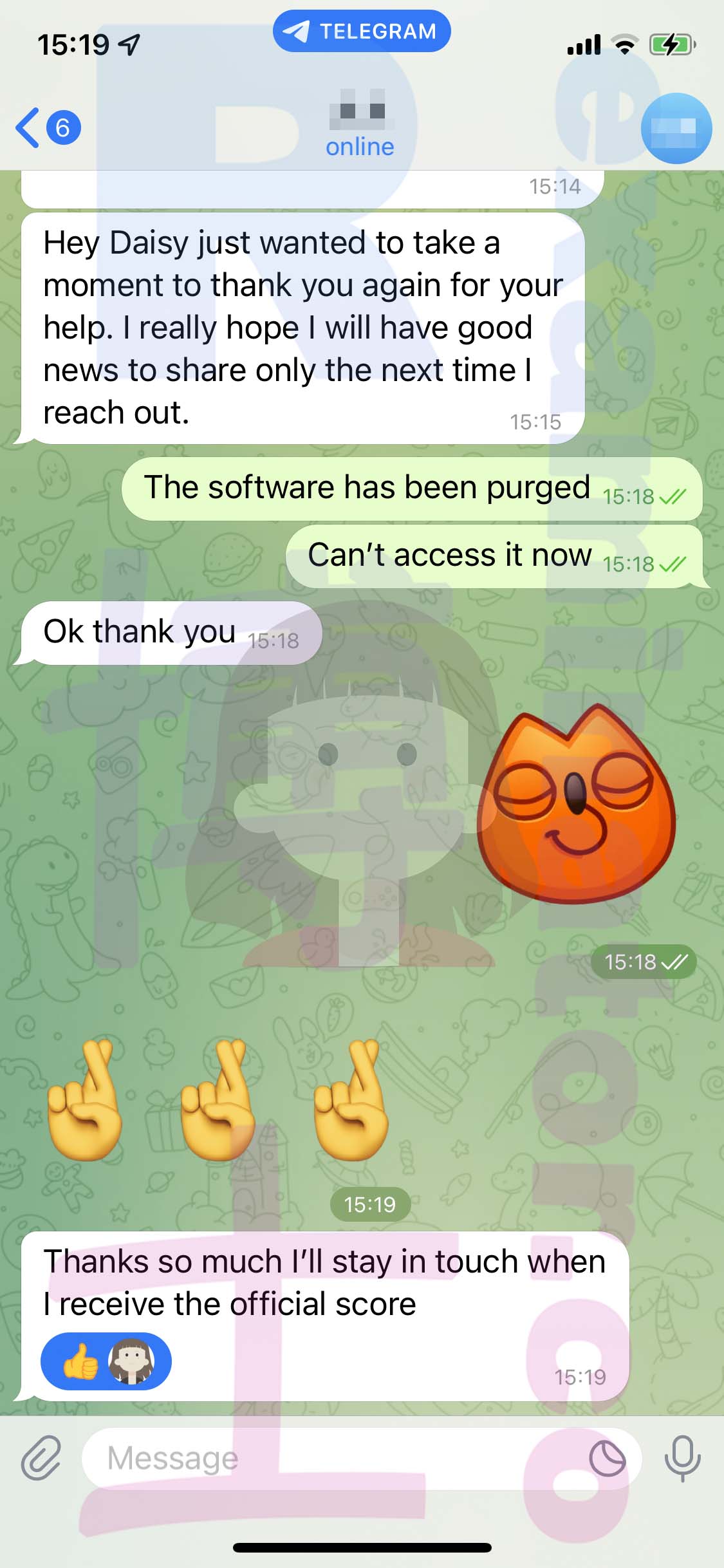 GRE代考保分成功案例#468的与客户对话截图