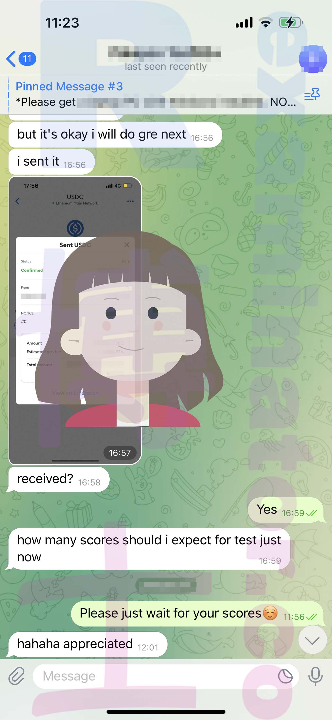 托福代考保分成功案例#533的与客户对话截图